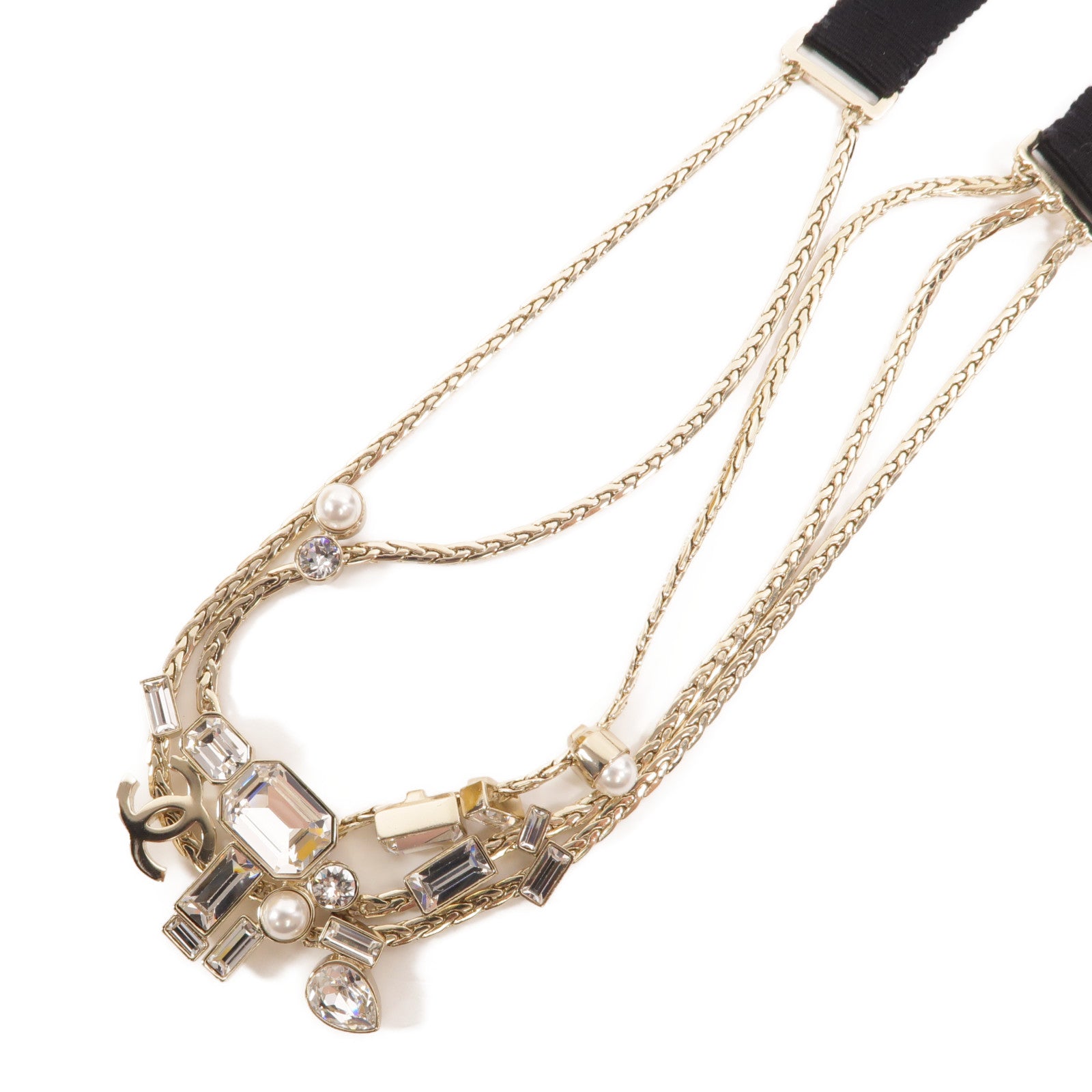 CHANEL 金屬/PVC Coco Mark Ribbon Choker項鍊