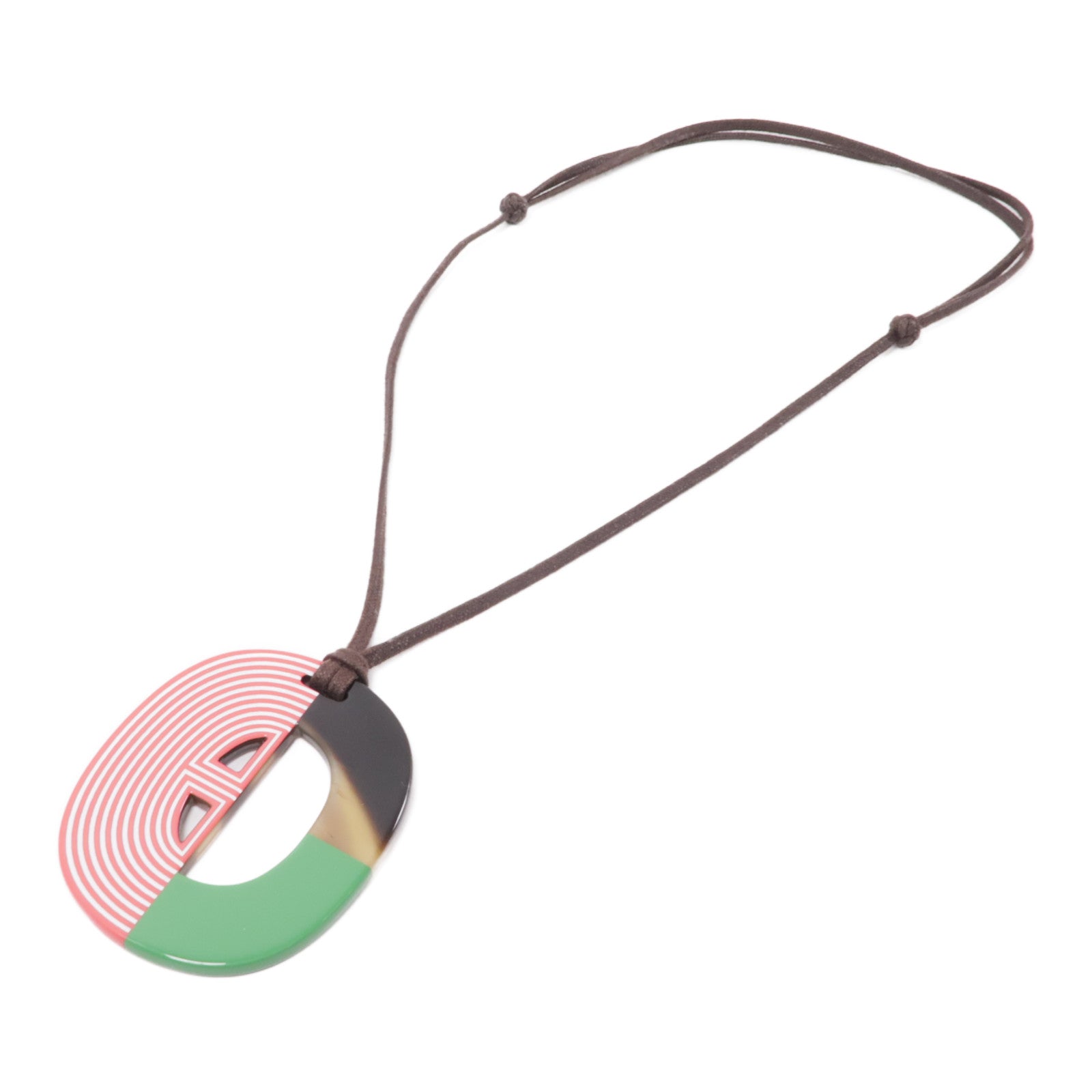 HERMES 水牛角Horn Necklace項鍊紅色/棕色/綠色