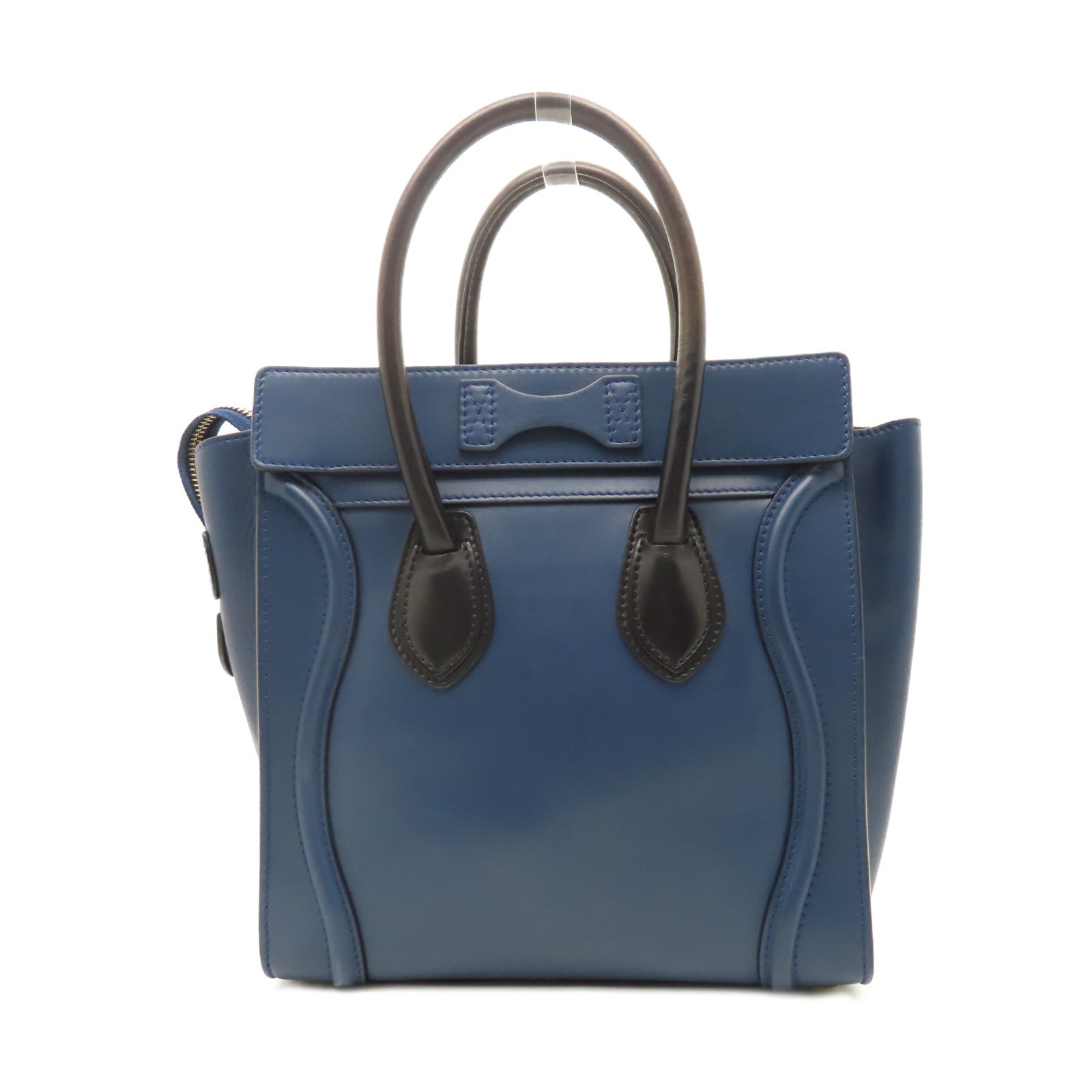 CELINE 【清倉大減價】牛皮皮革Micro Luggage金扣手挽袋藍色/黑色
