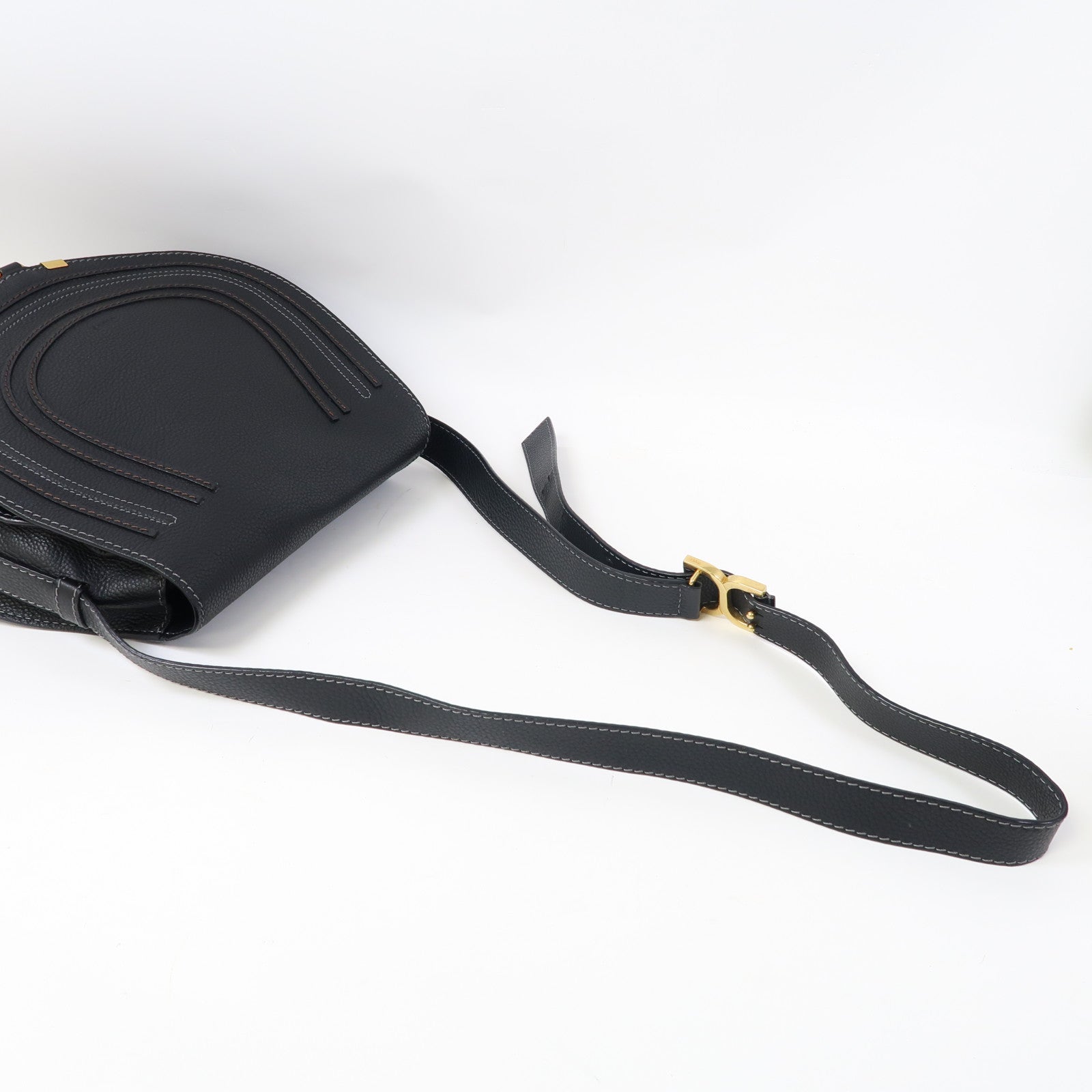 Chloe 牛皮皮革Shoulder bag金扣肩背袋黑色