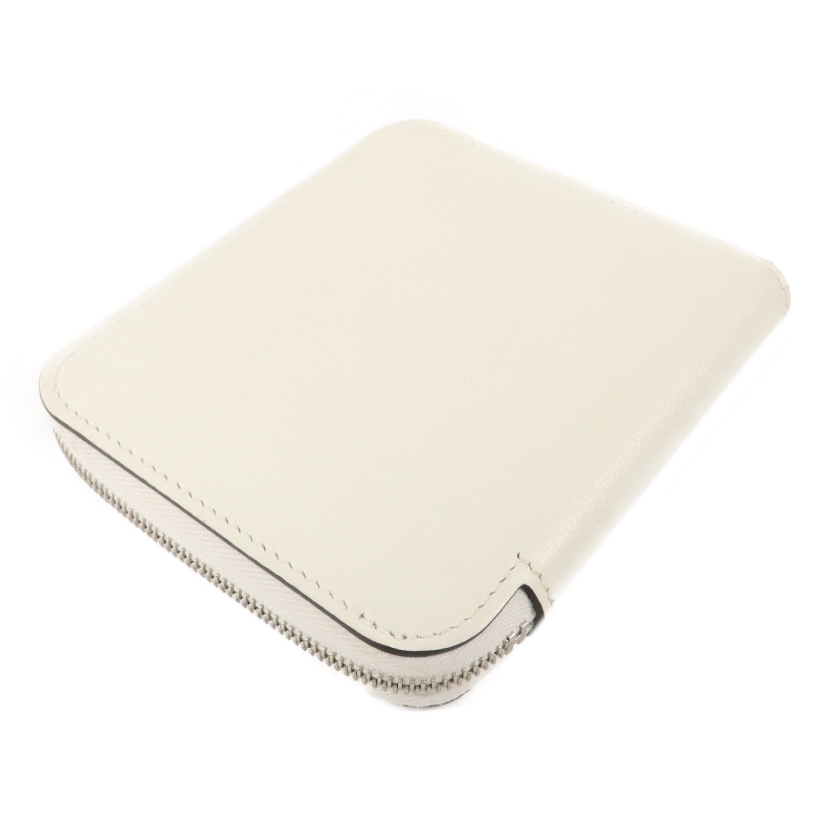 HERMES Evercolor皮革Silk In Compact Wallet錢包Blanc
