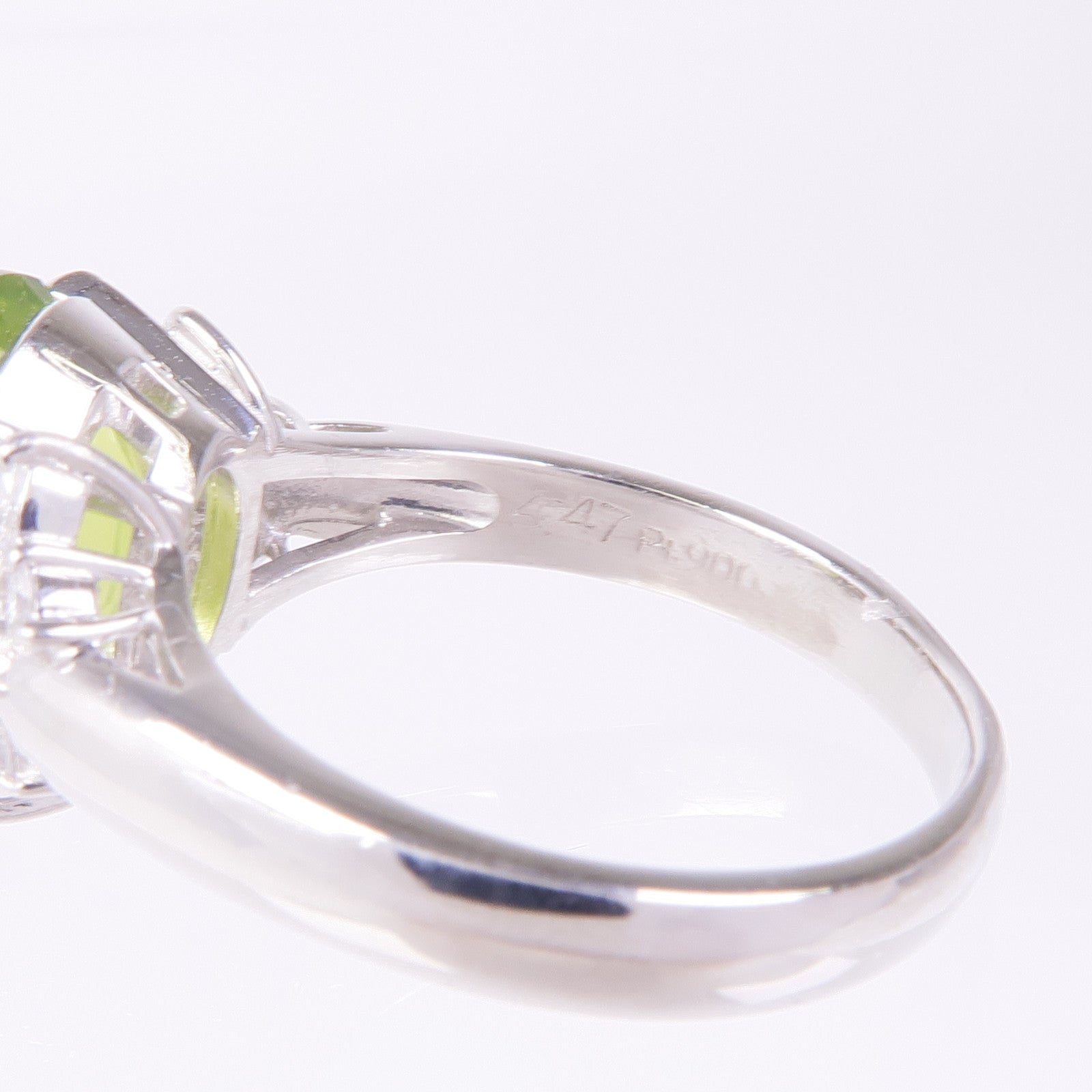 JEWELRY PT900鉑金Peridot Diamond Ring橄欖石/鑽石戒指US#6.75