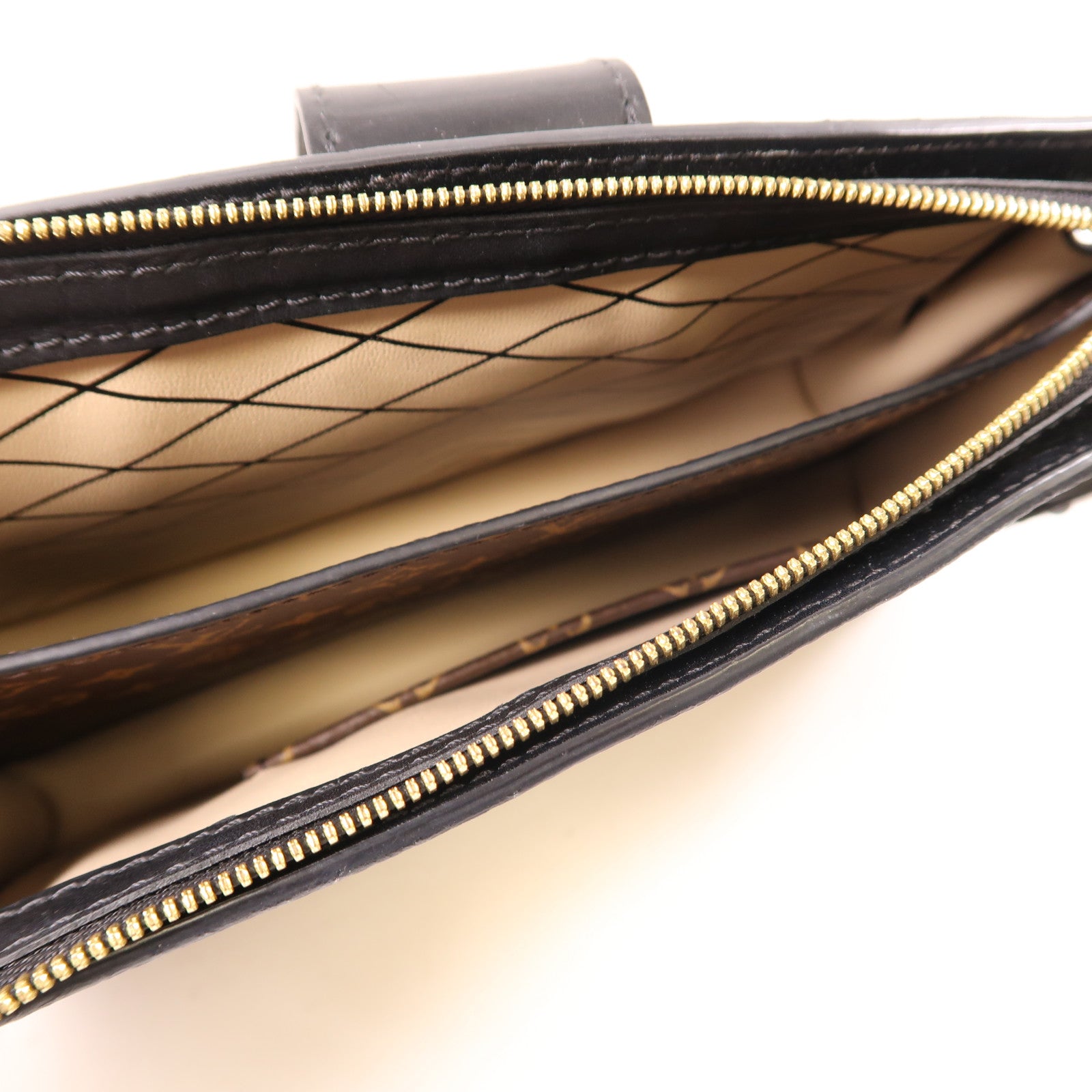 LOUIS VUITTON Monogram Reverse Trunk Clutch金扣肩背袋棕色