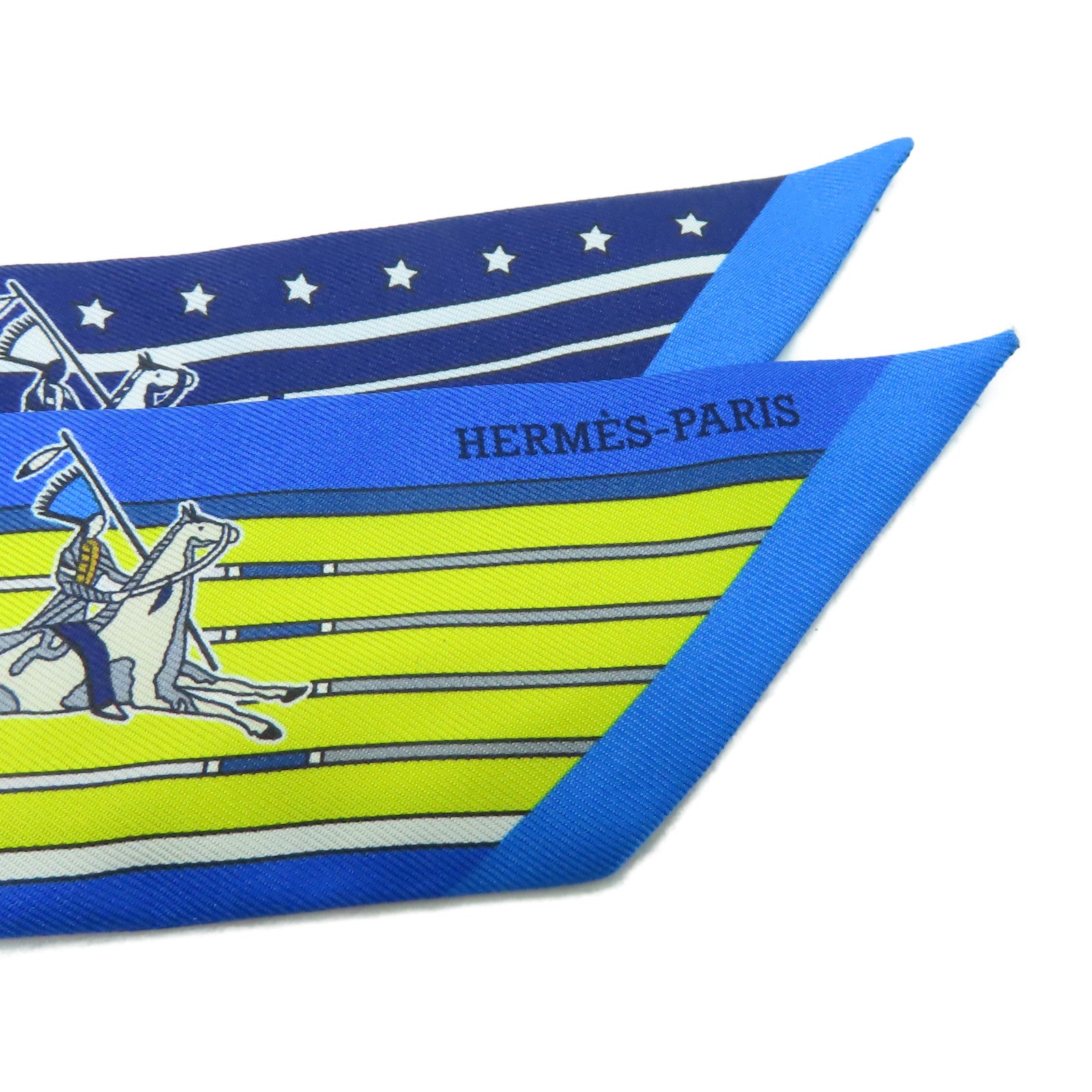 HERMES 【激減優惠】絲質Twilly Scarf絲巾藍色/黃色