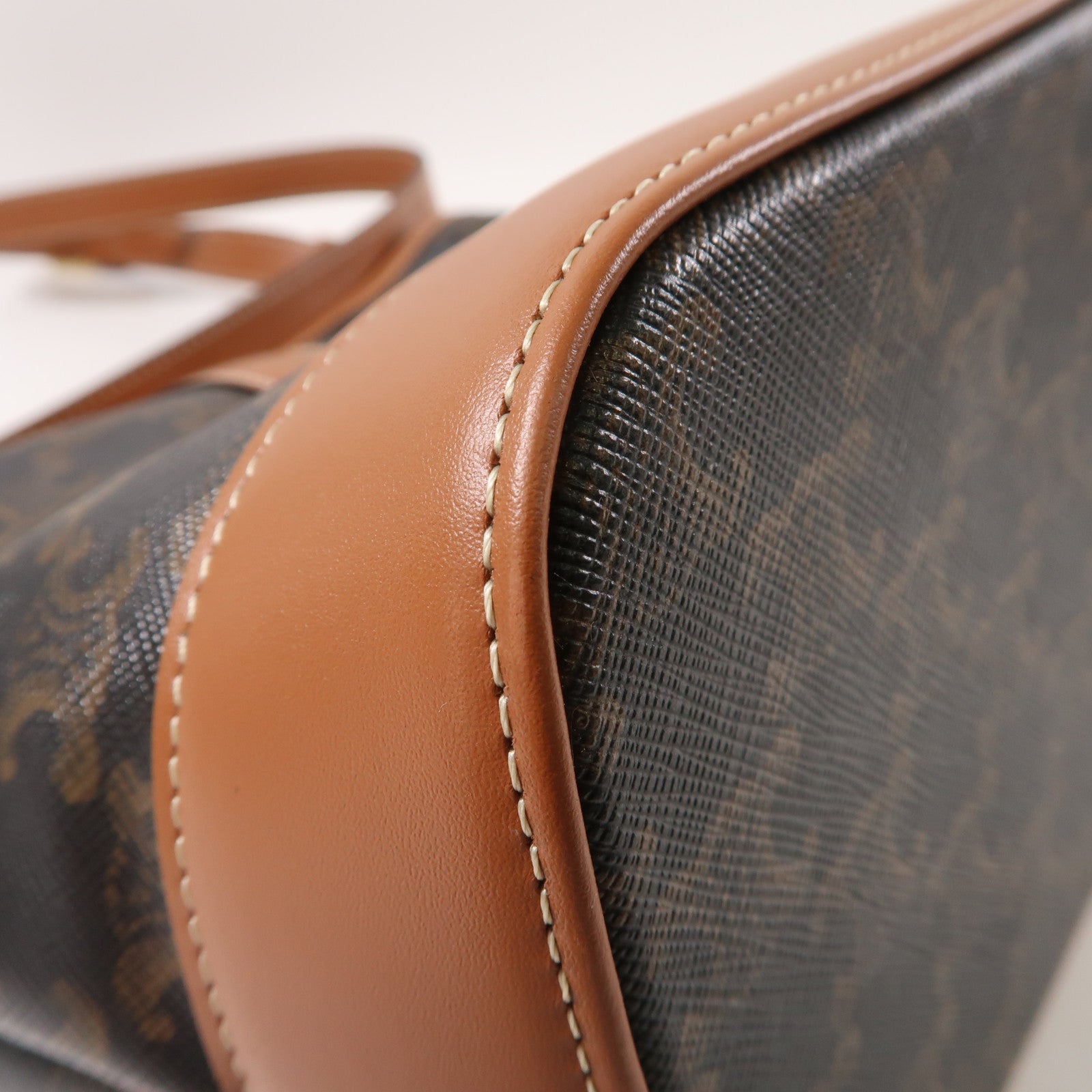 CELINE 塗層帆布Bucket Bag金扣肩背袋啡色