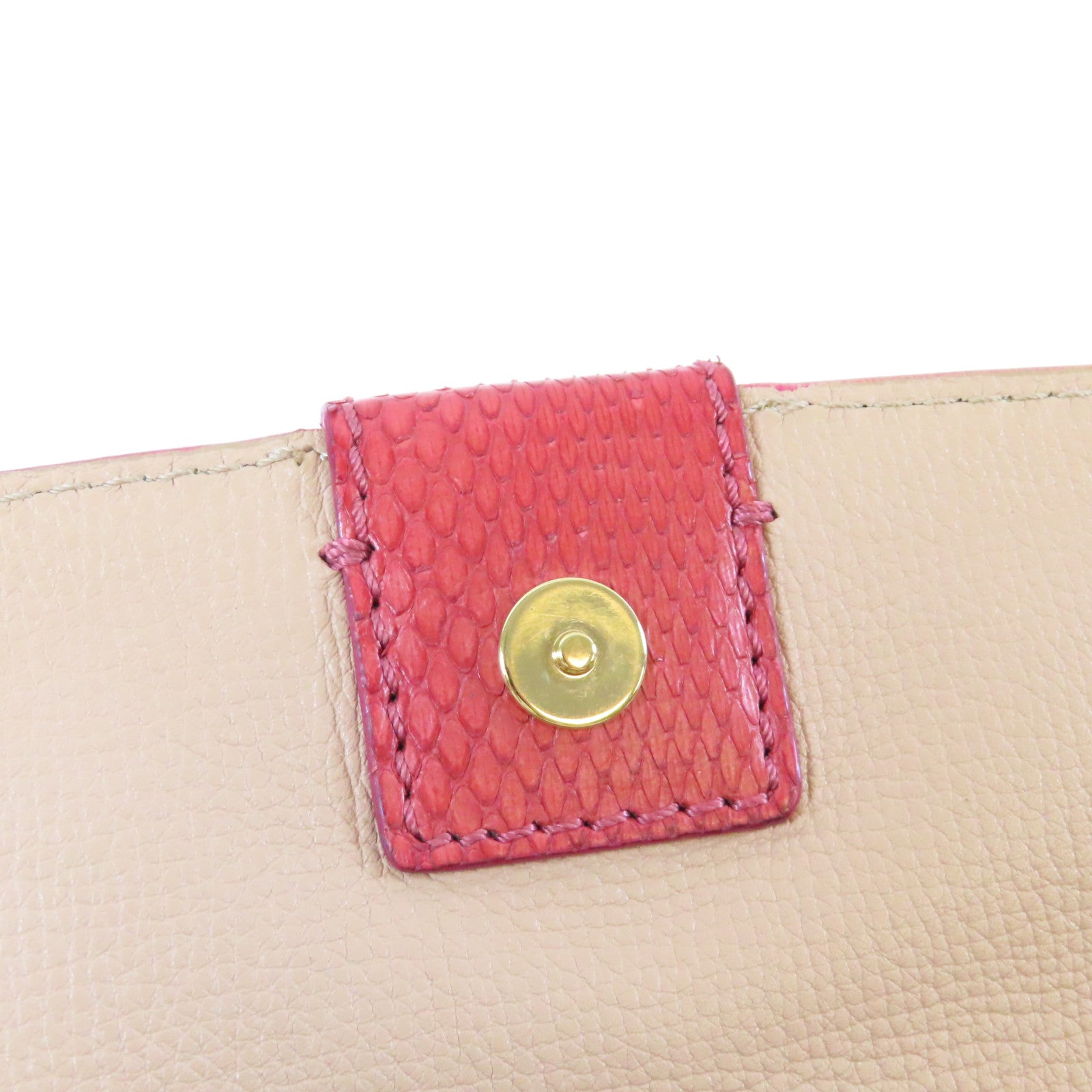 BURBERRY 牛皮皮革2 Way Shoulder Bag金扣手挽肩背兩用袋紅色/米色