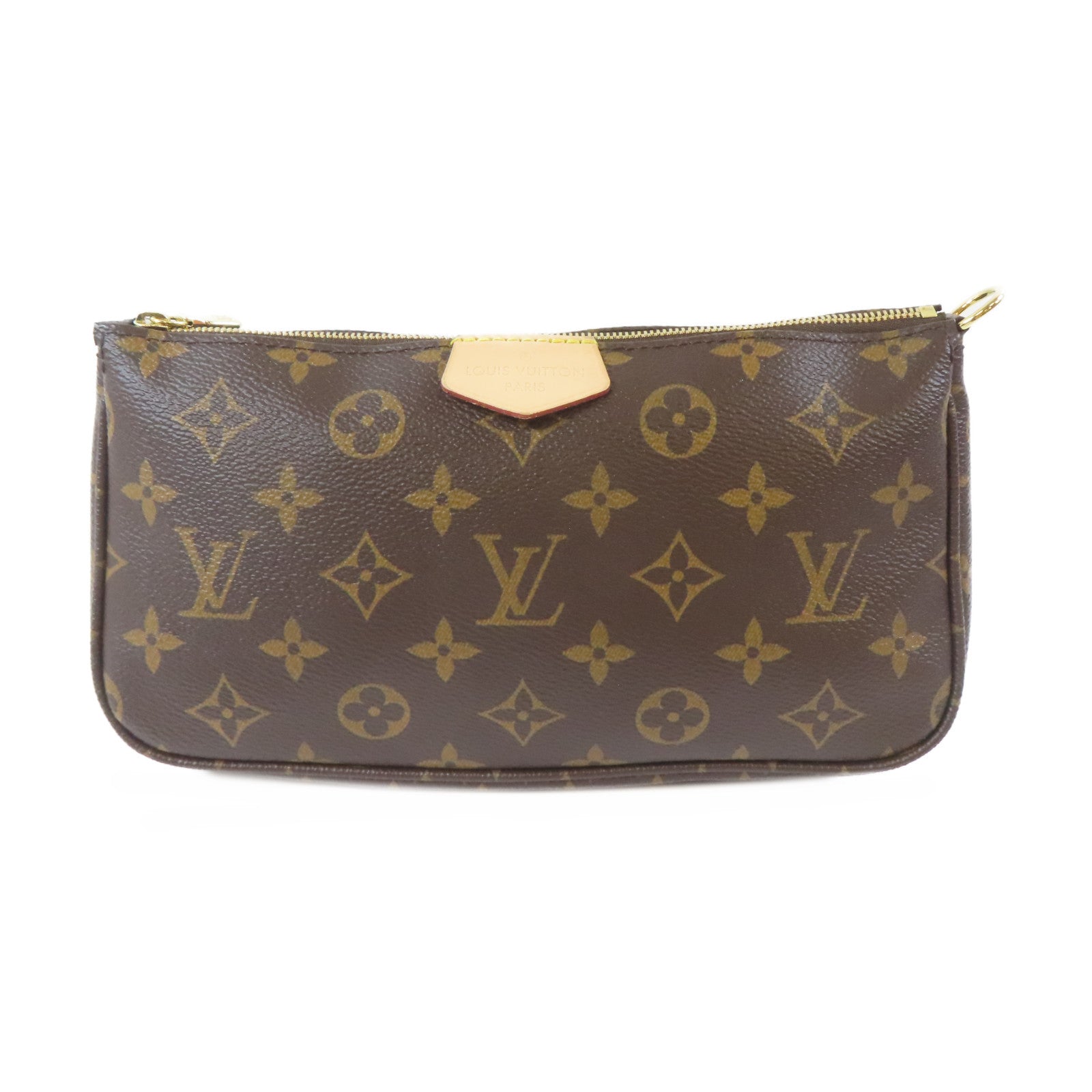 LOUIS VUITTON Monogram Multi Pochette Accessories金扣肩背袋綠色/啡色