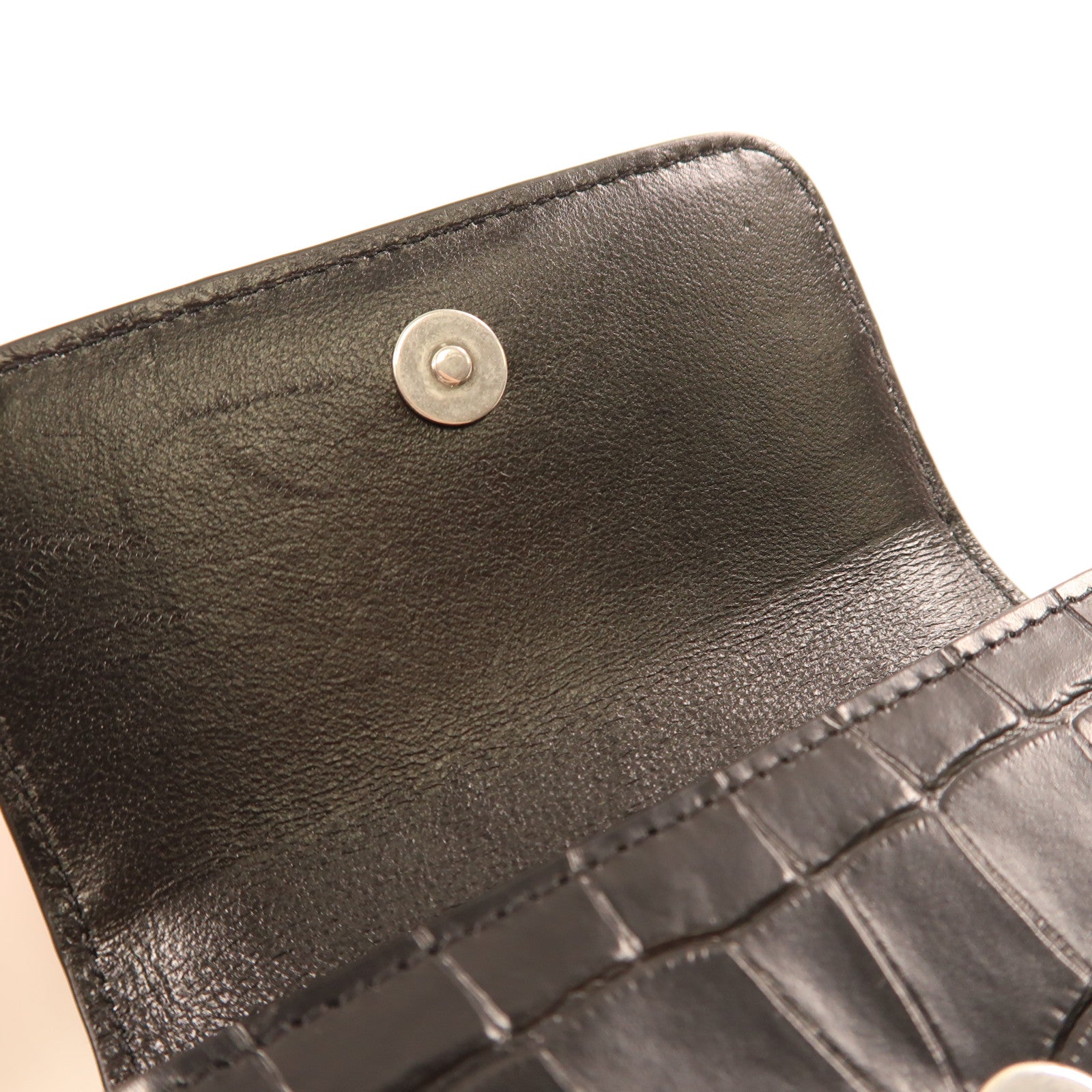 BALENCIAGA 牛皮皮革Cash Phone Card Holder銀扣肩背袋黑色
