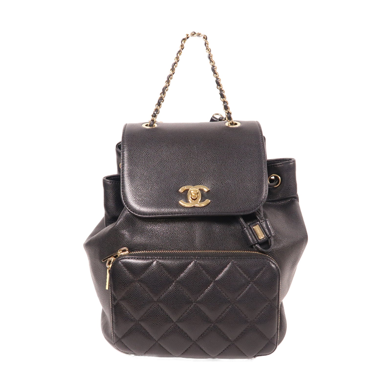 CHANEL 牛皮皮革Backpack金扣背包