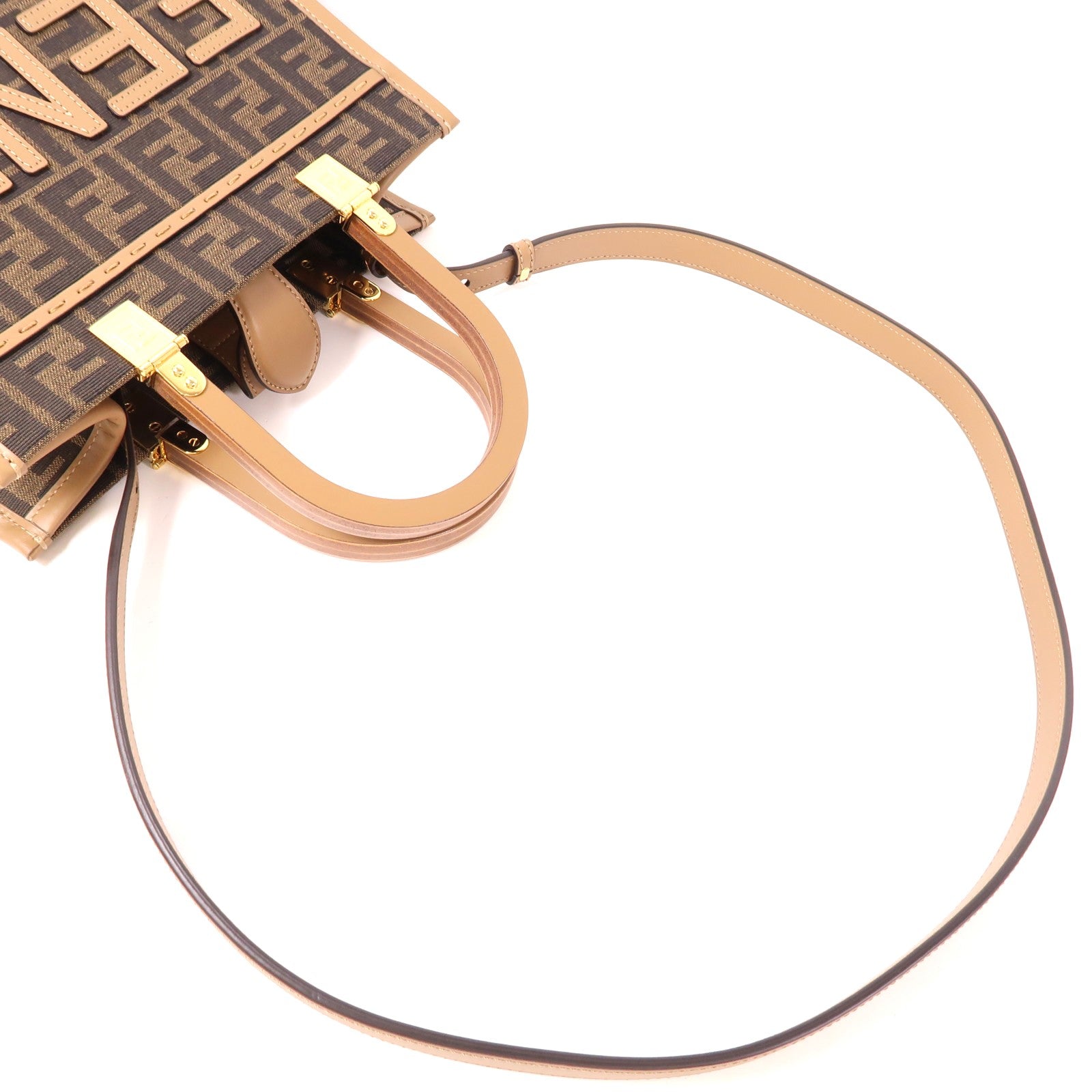 FENDI 帆布Sunshine Small金扣手挽肩背兩用袋