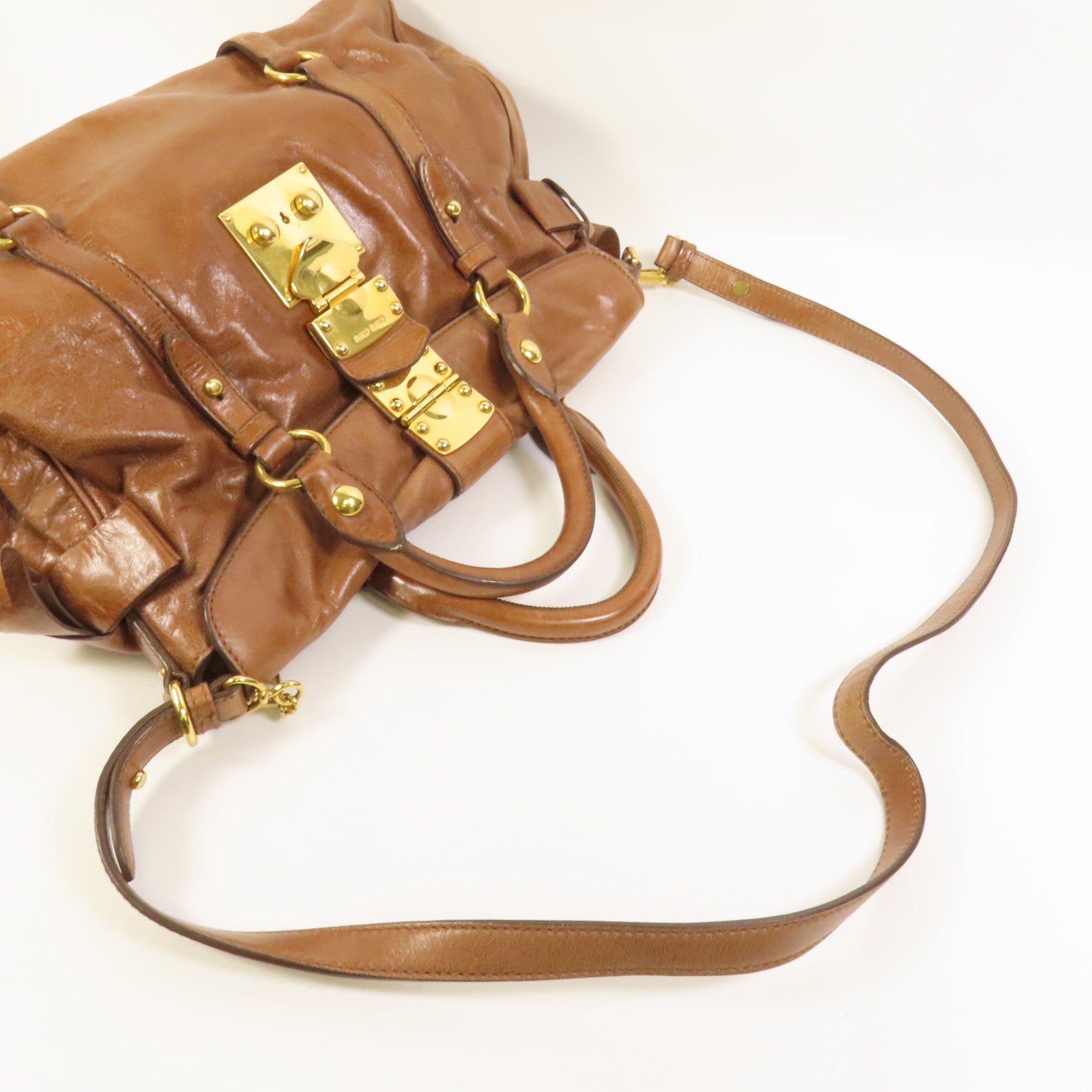 Miu Miu 牛皮皮革2 Way Shoulder金扣手挽肩背兩用袋