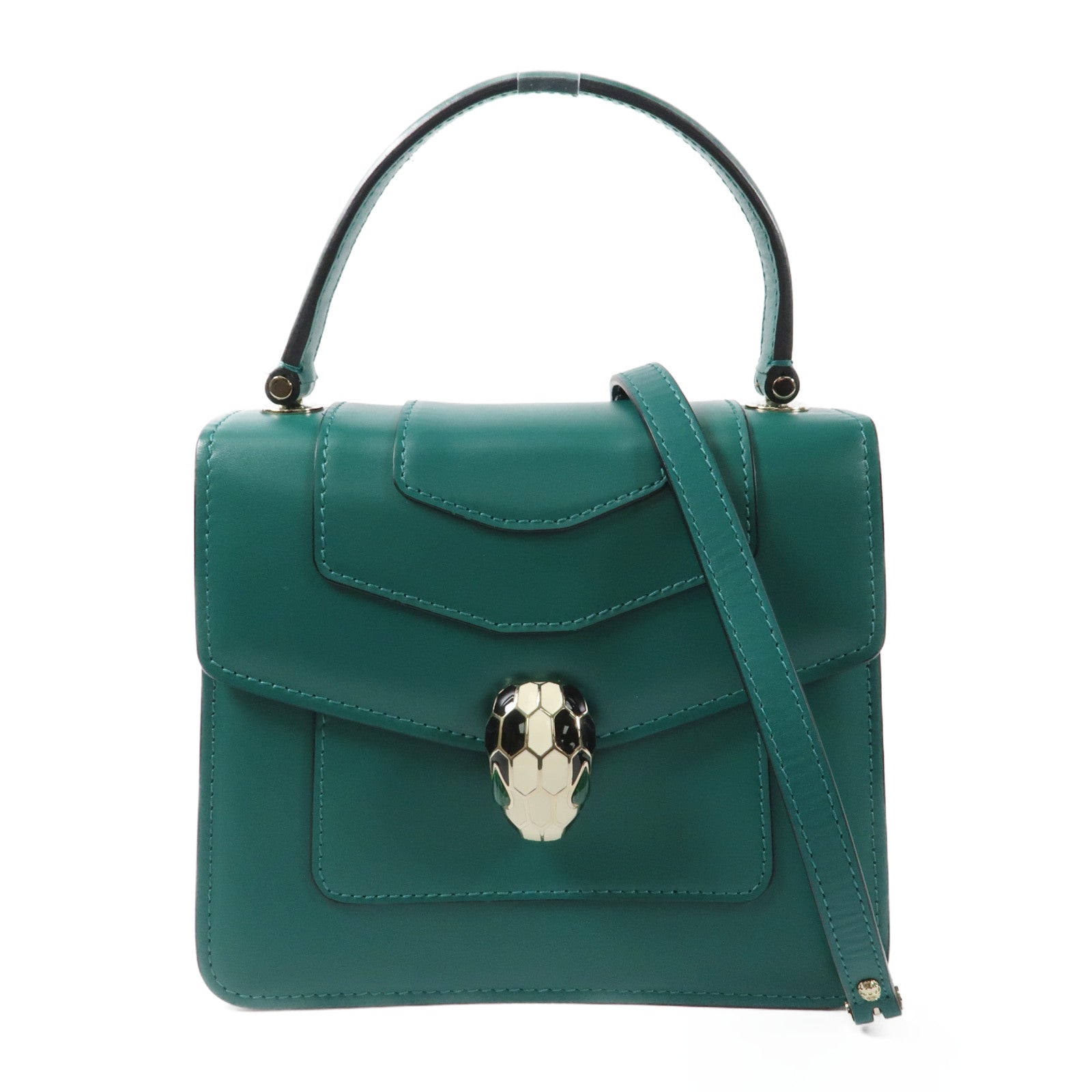 BVLGARI 牛皮皮革Serpenti Forever金扣鏈帶手挽肩背兩用袋