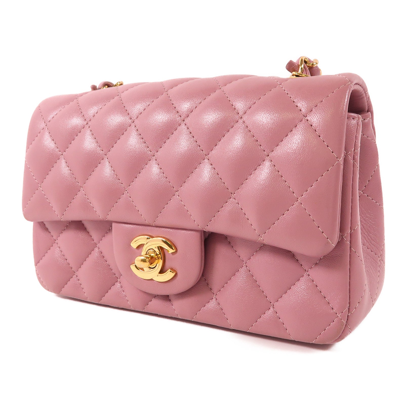 CHANEL 羊皮皮革Mini Classic金扣鏈帶肩背袋