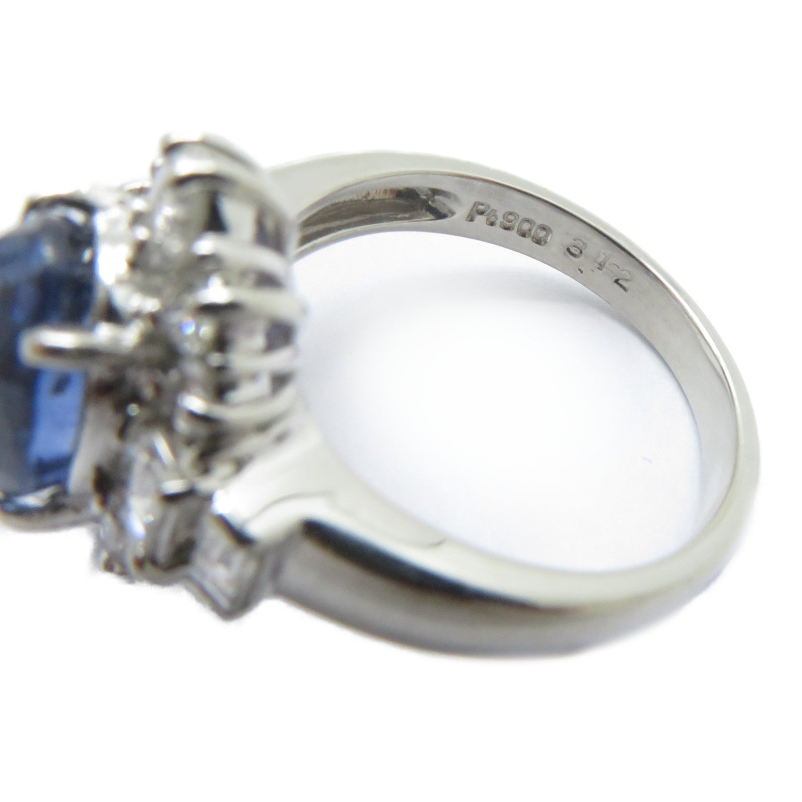 JEWELRY PT900鉑金Sapphire Ring 3.12ct藍寶石/0.81ct鑽石戒指US#6