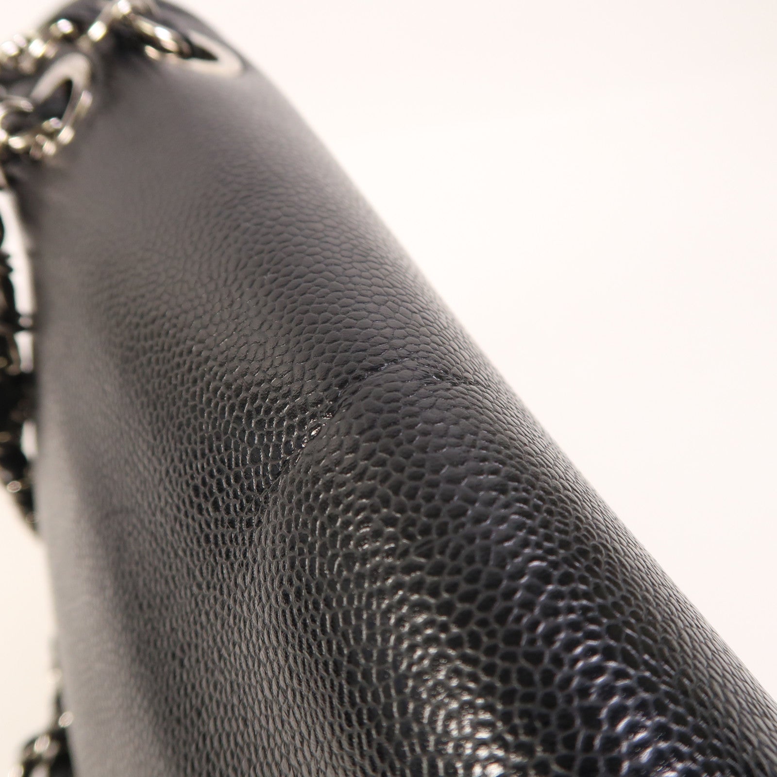 CHANEL 牛皮皮革Chain Shoulder銀扣鏈帶肩背袋