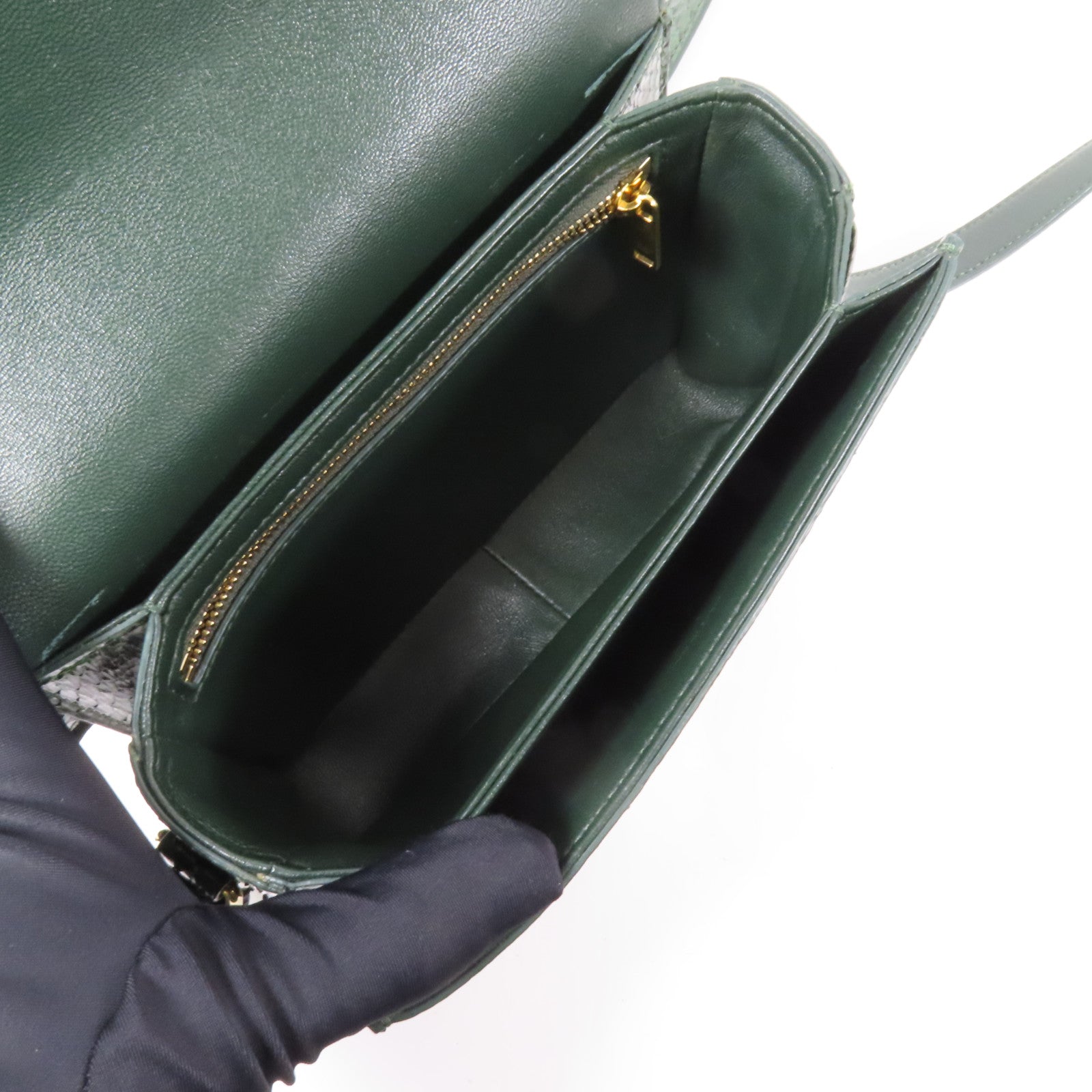 CELINE 蛇皮皮革Teen Triomphe Bag金扣肩背袋