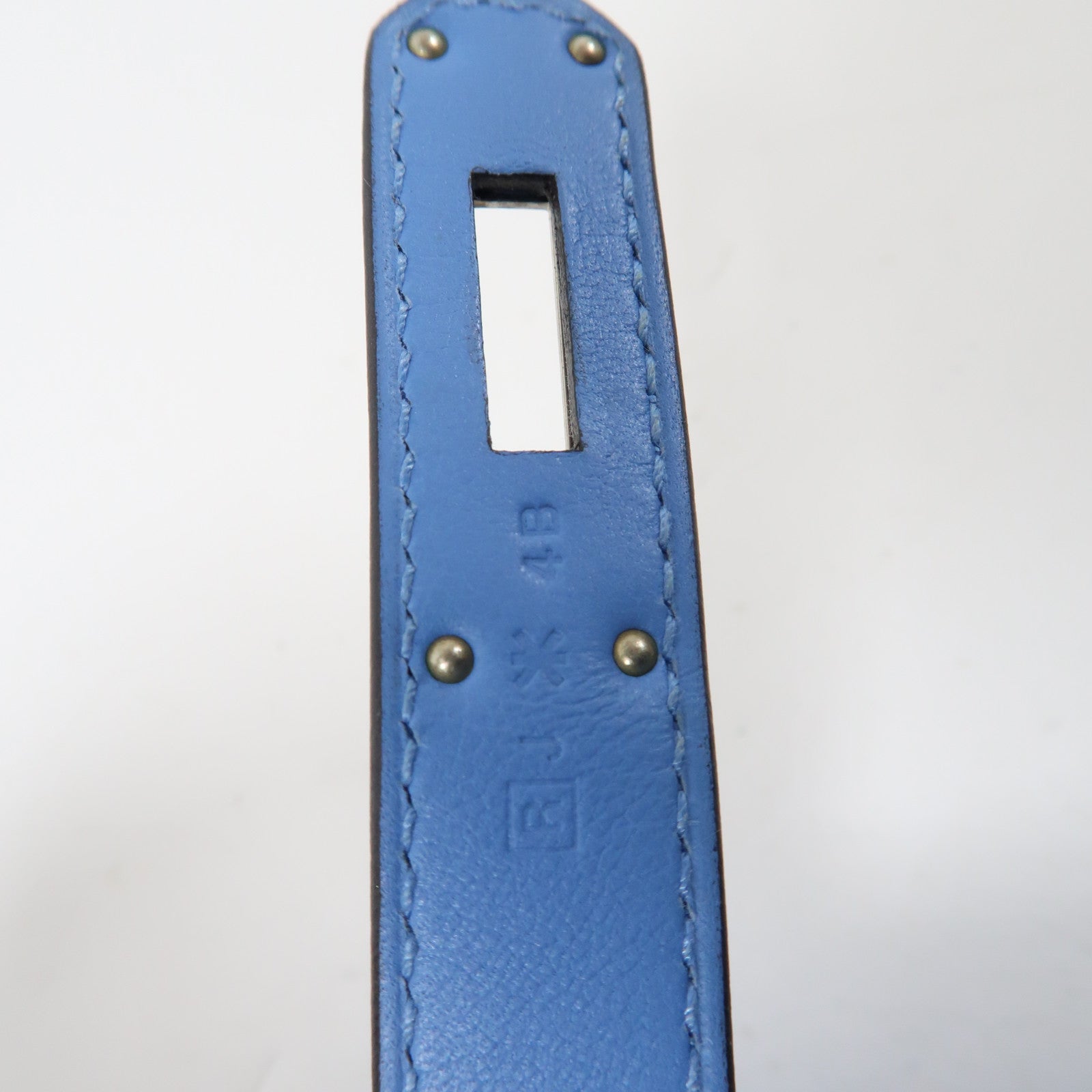 HERMES Swift皮革Mini Berline銀扣肩背袋藍色