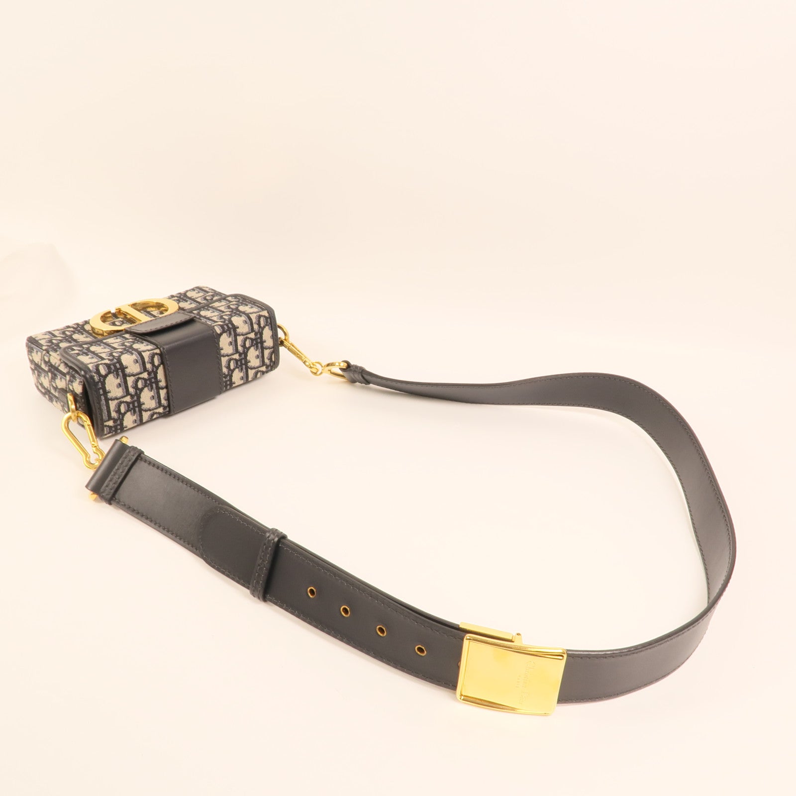 Dior 帆布/牛皮皮革Oblique Montaigne 30金扣肩背袋