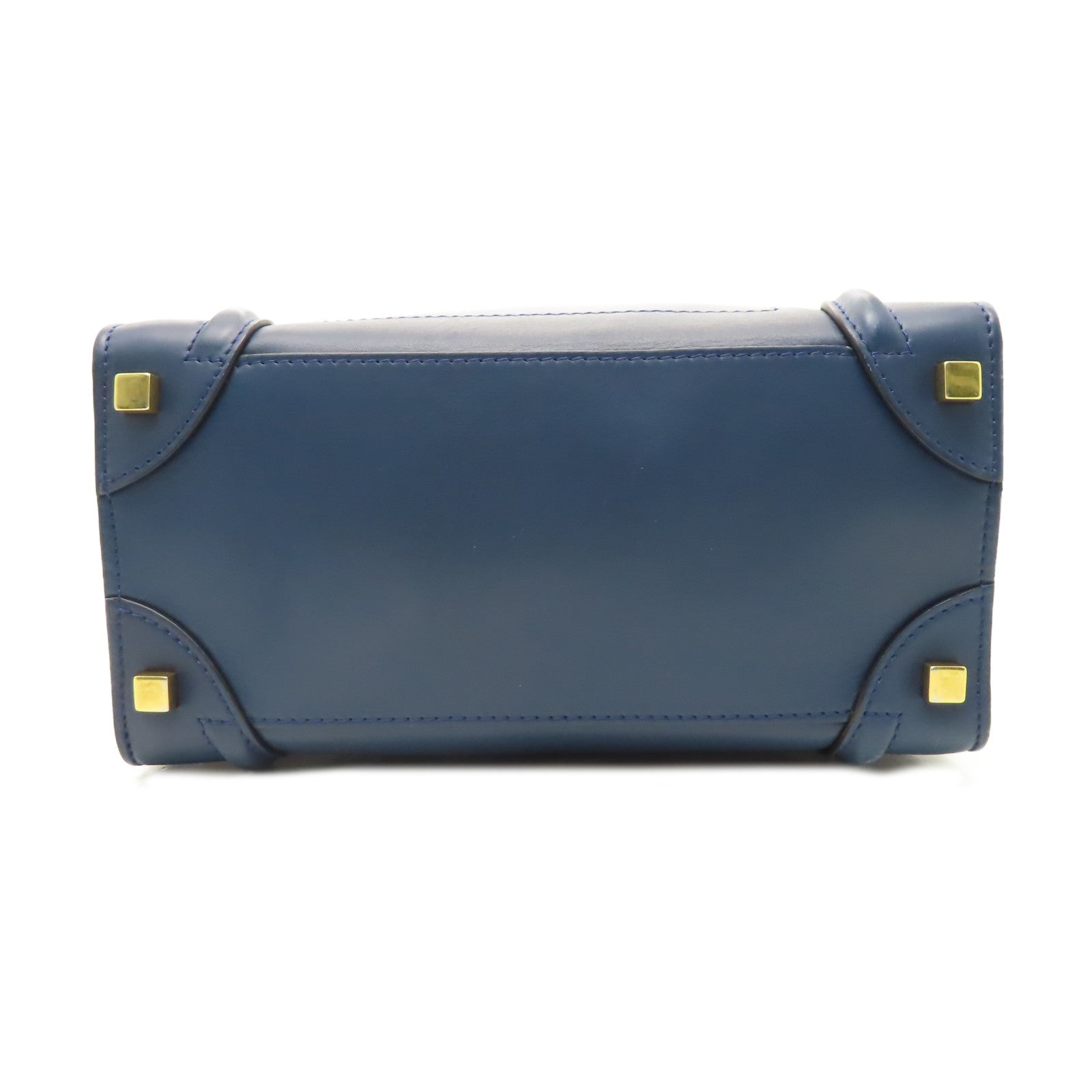 CELINE 【清倉大減價】牛皮皮革Micro Luggage金扣手挽袋藍色/黑色