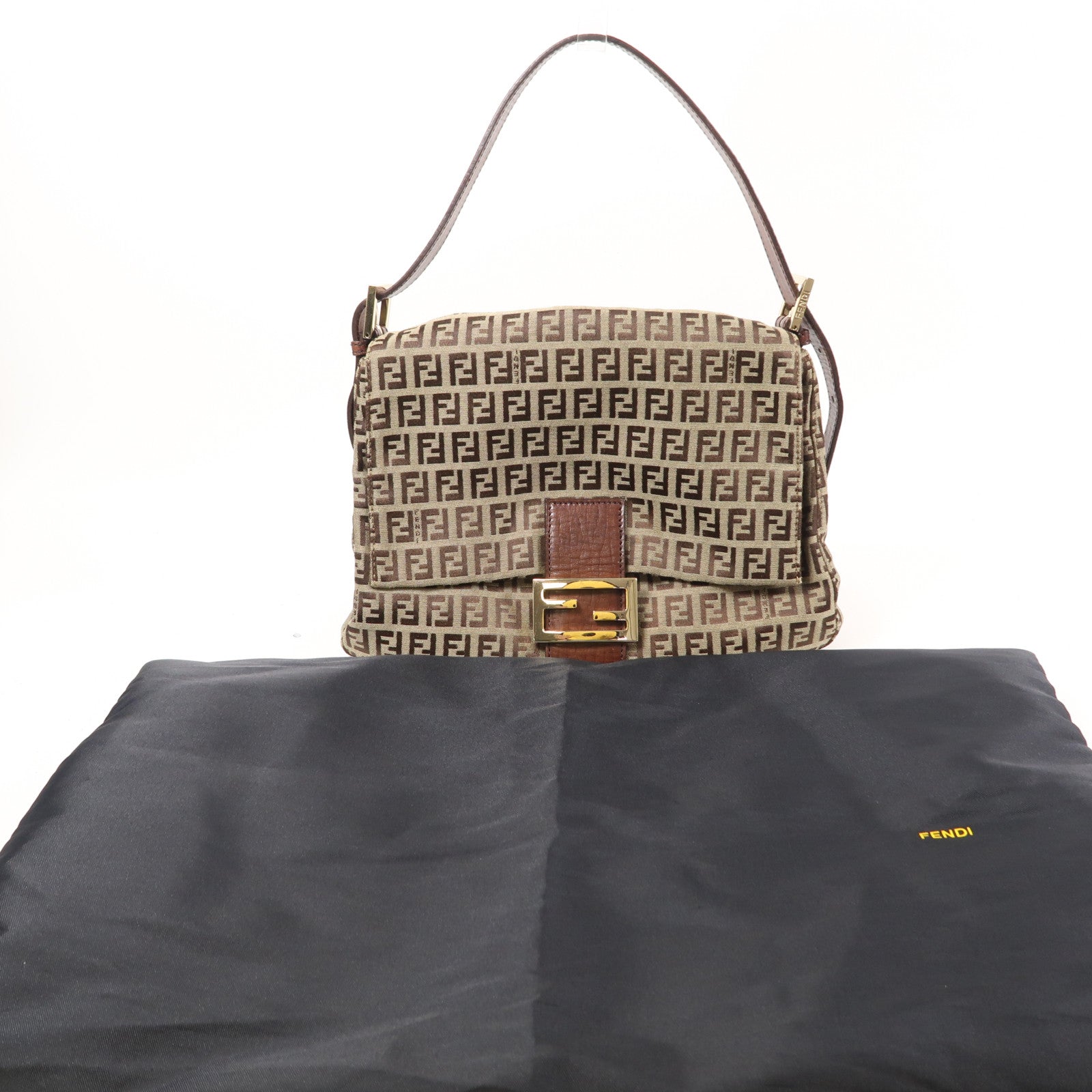 FENDI 帆布Shoulder Bag金扣肩背袋