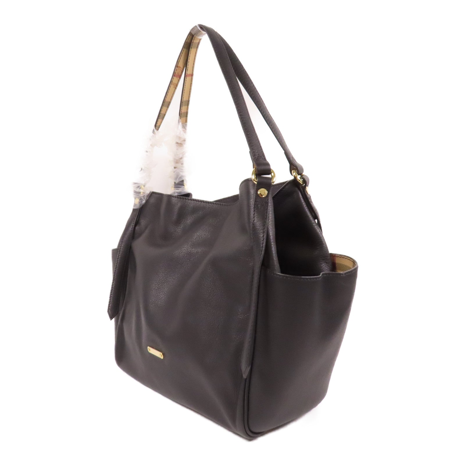BURBERRY 牛皮皮革Small Canterbury Tote金扣肩背袋/手挽袋黑色