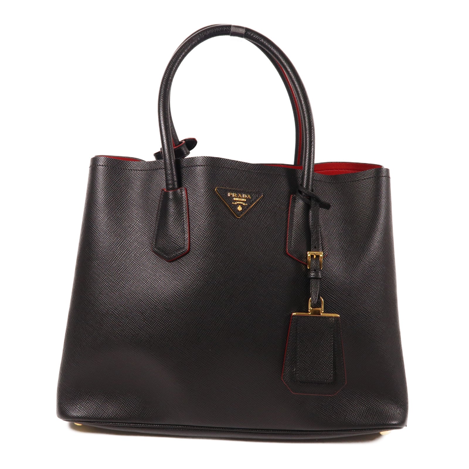 PRADA 牛皮皮革Hand Bag金扣手挽袋黑色