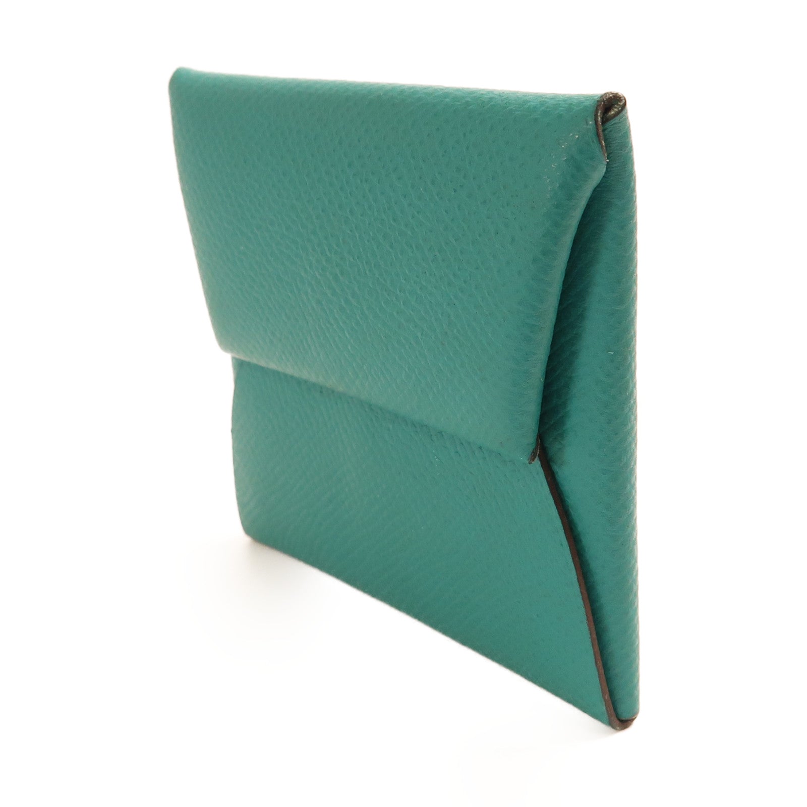 HERMES PHWBastia Card Case Purse Veau Epsom Leather Green