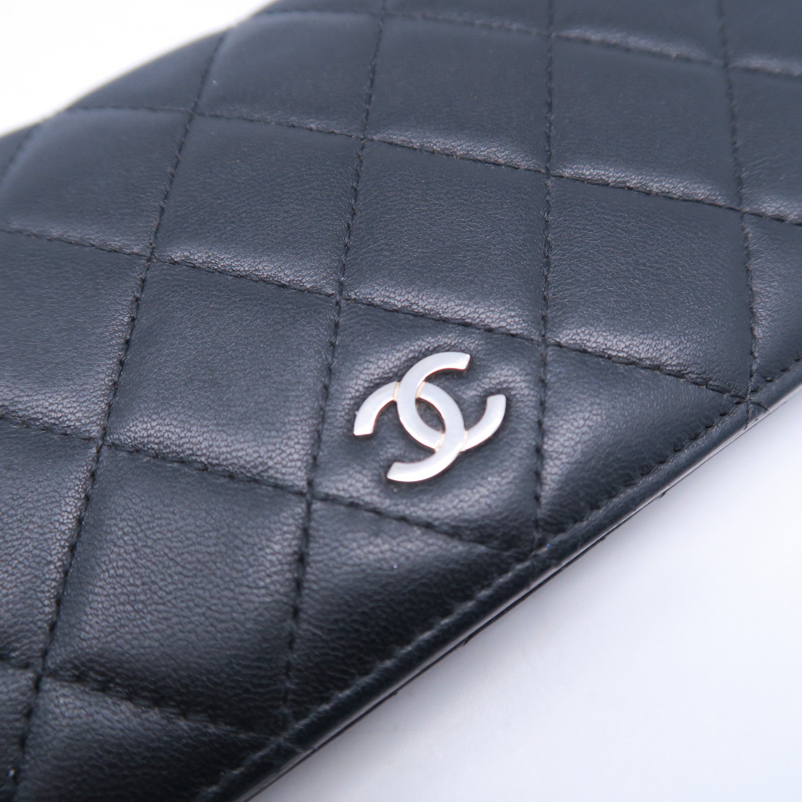 CHANEL **【激減優惠】菱格羊皮皮革Wallet銀扣長錢包黑色
