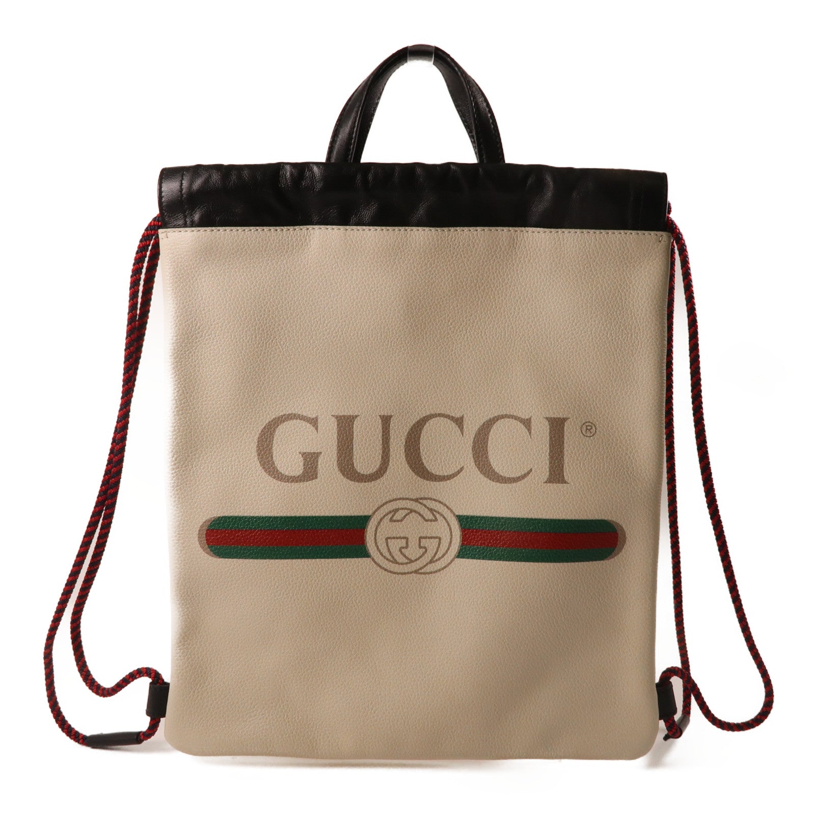 GUCCI 牛皮皮革GG Drawstring Backpack背包杏色