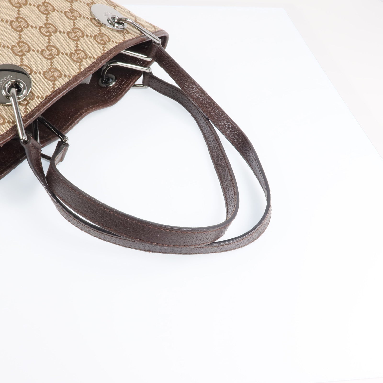GUCCI 帆布Shoulder Tote銀扣肩背袋/手挽袋