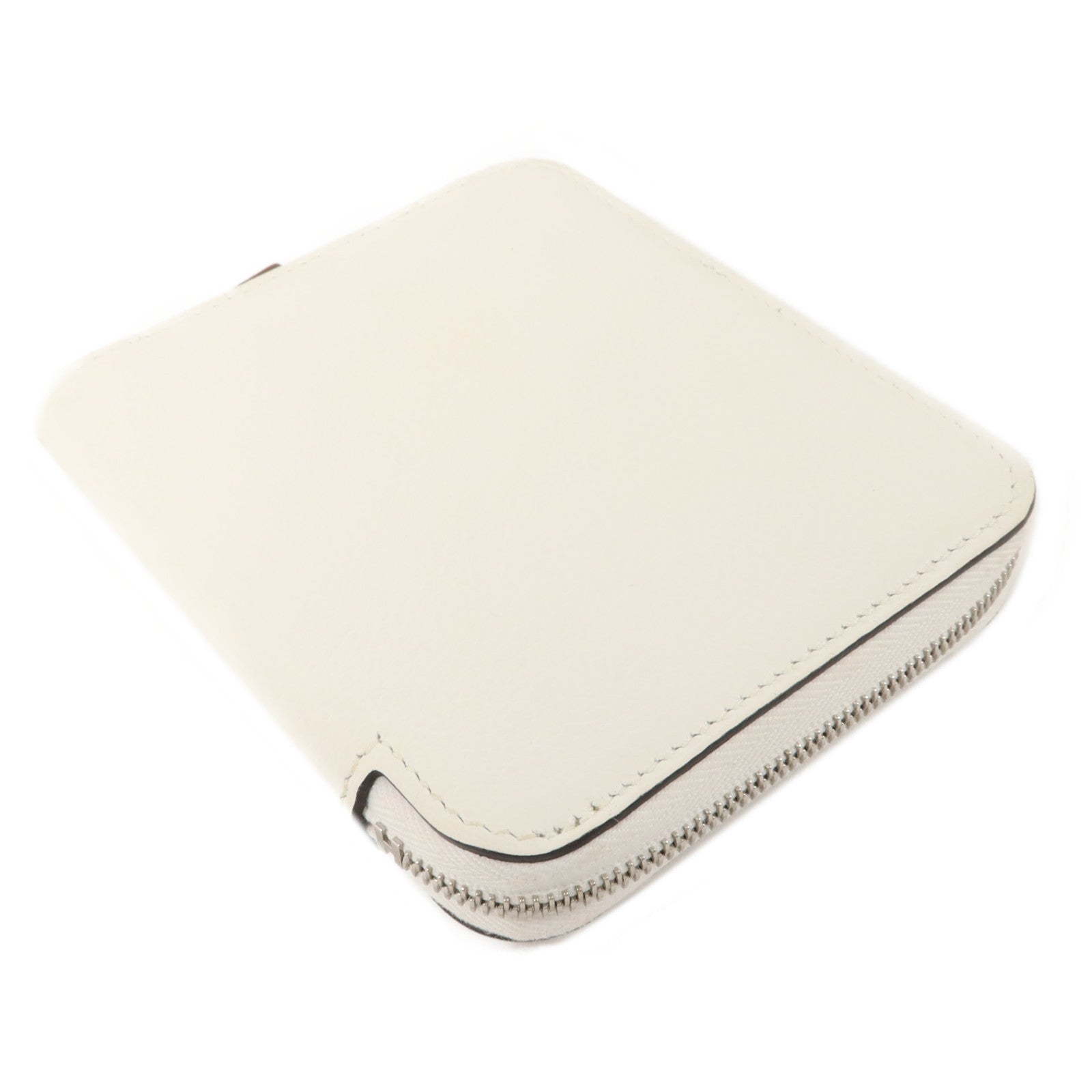 HERMES Evercolor皮革Silk In Compact Wallet錢包Blanc