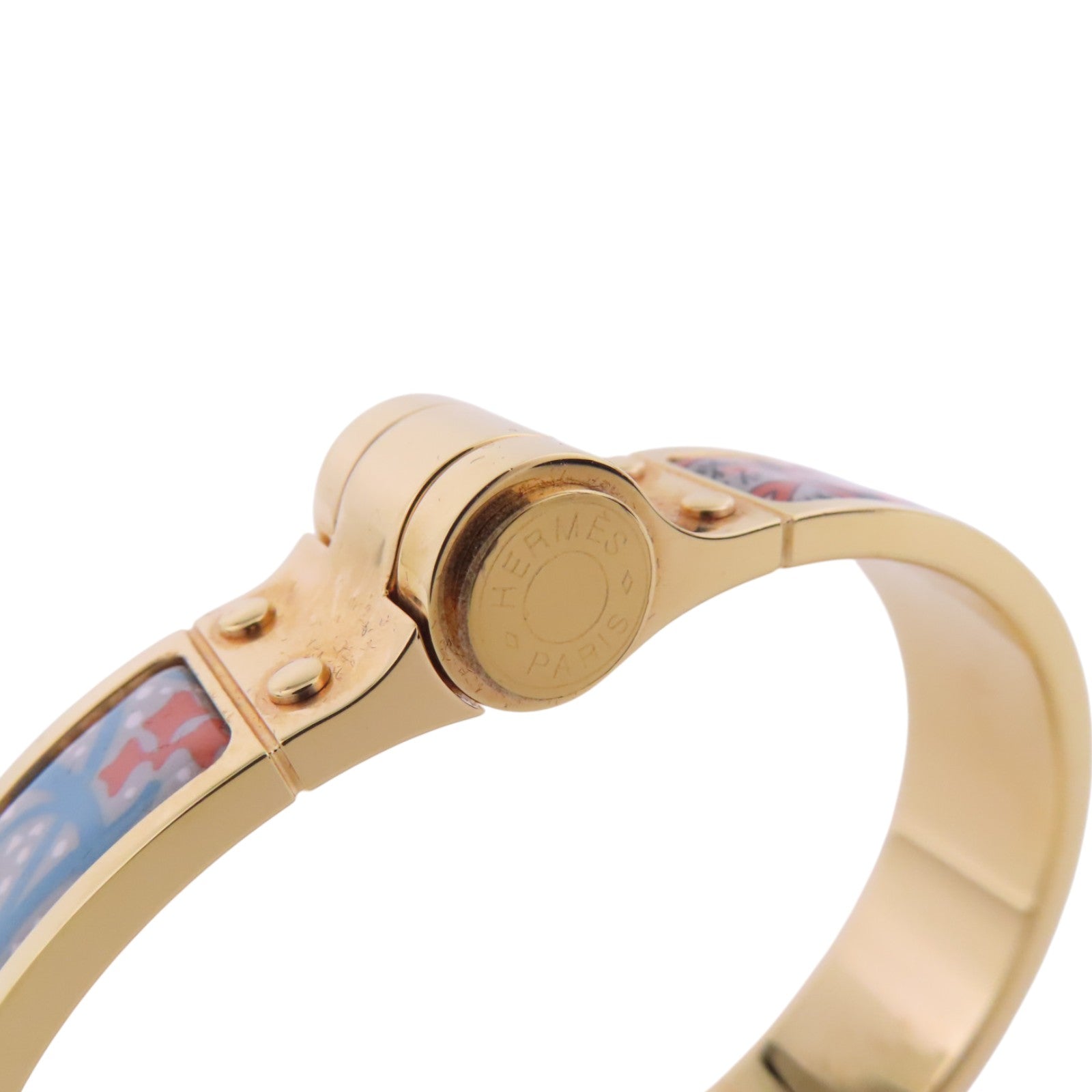 HERMES 金屬/琺瑯Hinged Bracelet金扣手鐲