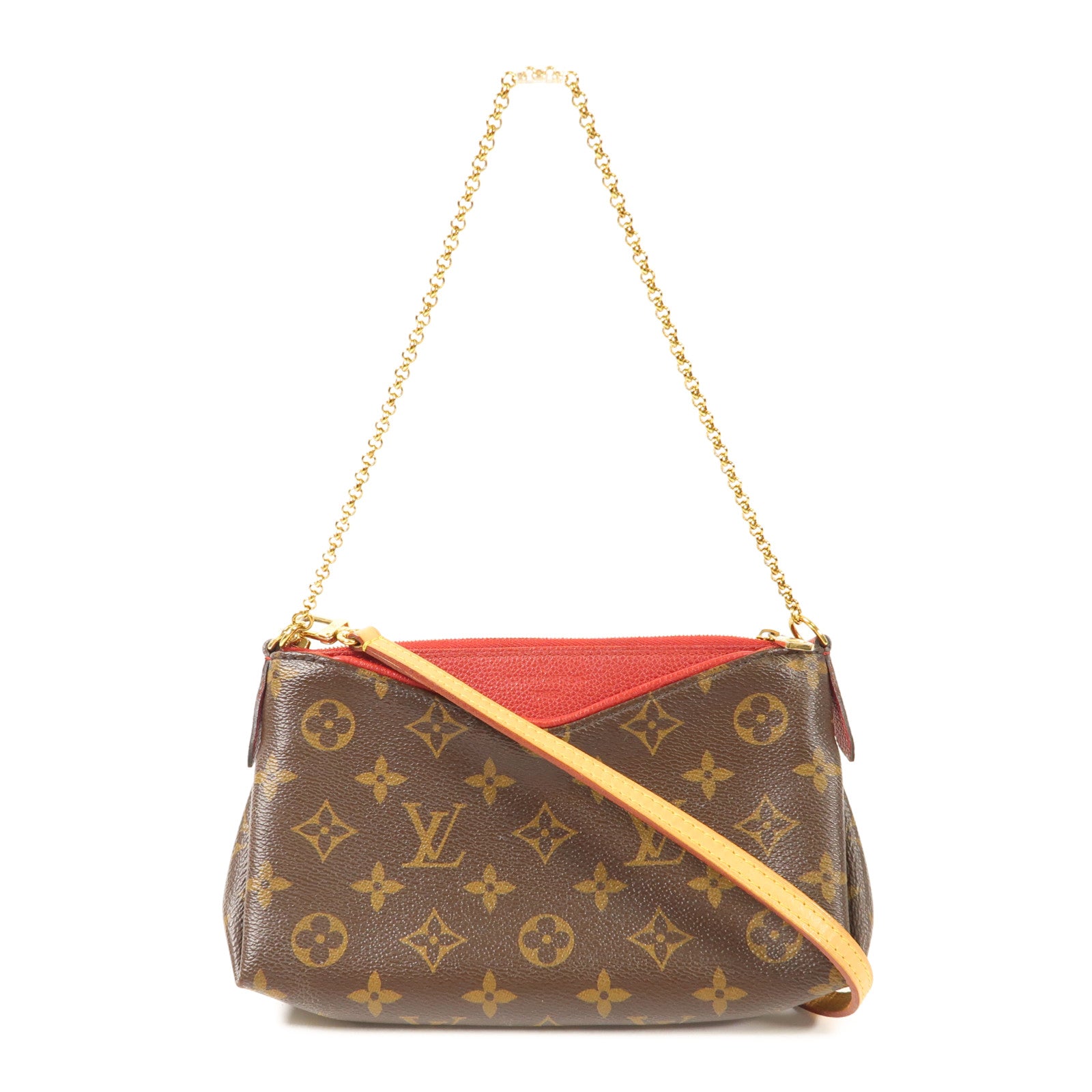 LOUIS VUITTON Monogram Pallas Clutch金扣鏈帶手挽肩背兩用袋