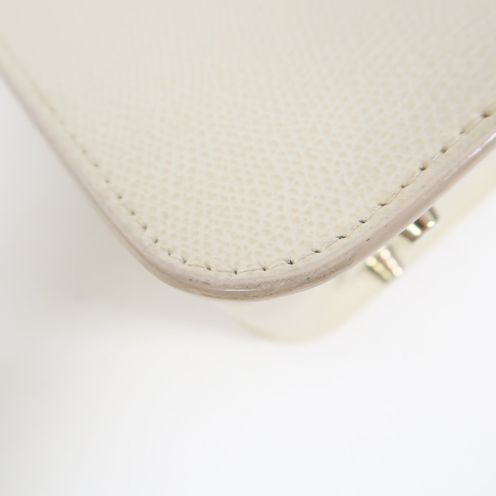 Furla 牛皮皮革Shoulder Bag金扣鏈帶肩背袋白色/灰色