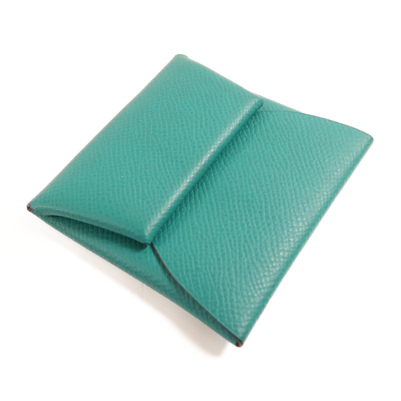 HERMES PHWBastia Card Case Purse Veau Epsom Leather Green