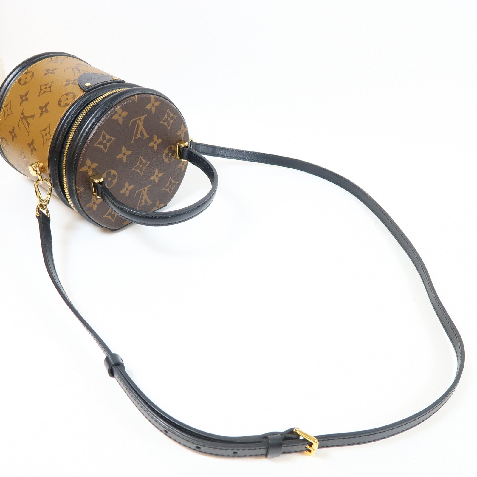 LOUIS VUITTON Monogram Reverse Cannes金扣手挽肩背兩用袋棕色