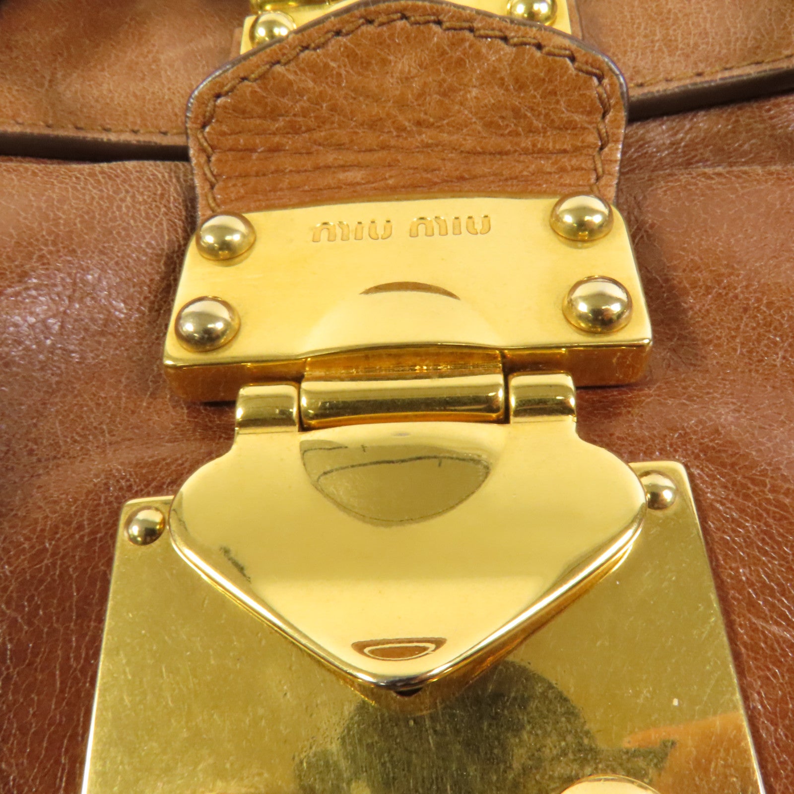 Miu Miu 牛皮皮革2 Way Shoulder金扣手挽肩背兩用袋
