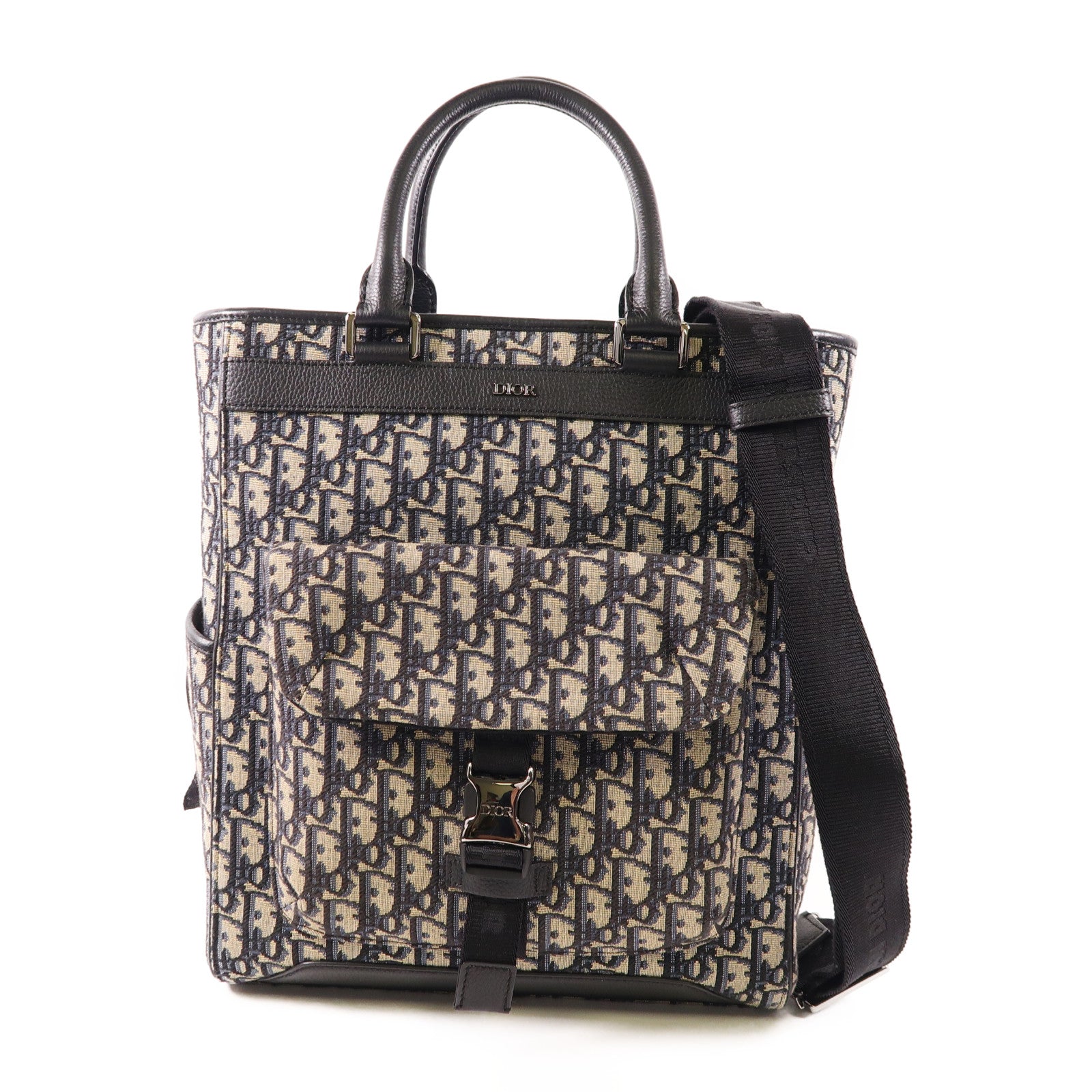 Dior 帆布Saddle 2 Way Bag銀扣手挽肩背兩用袋