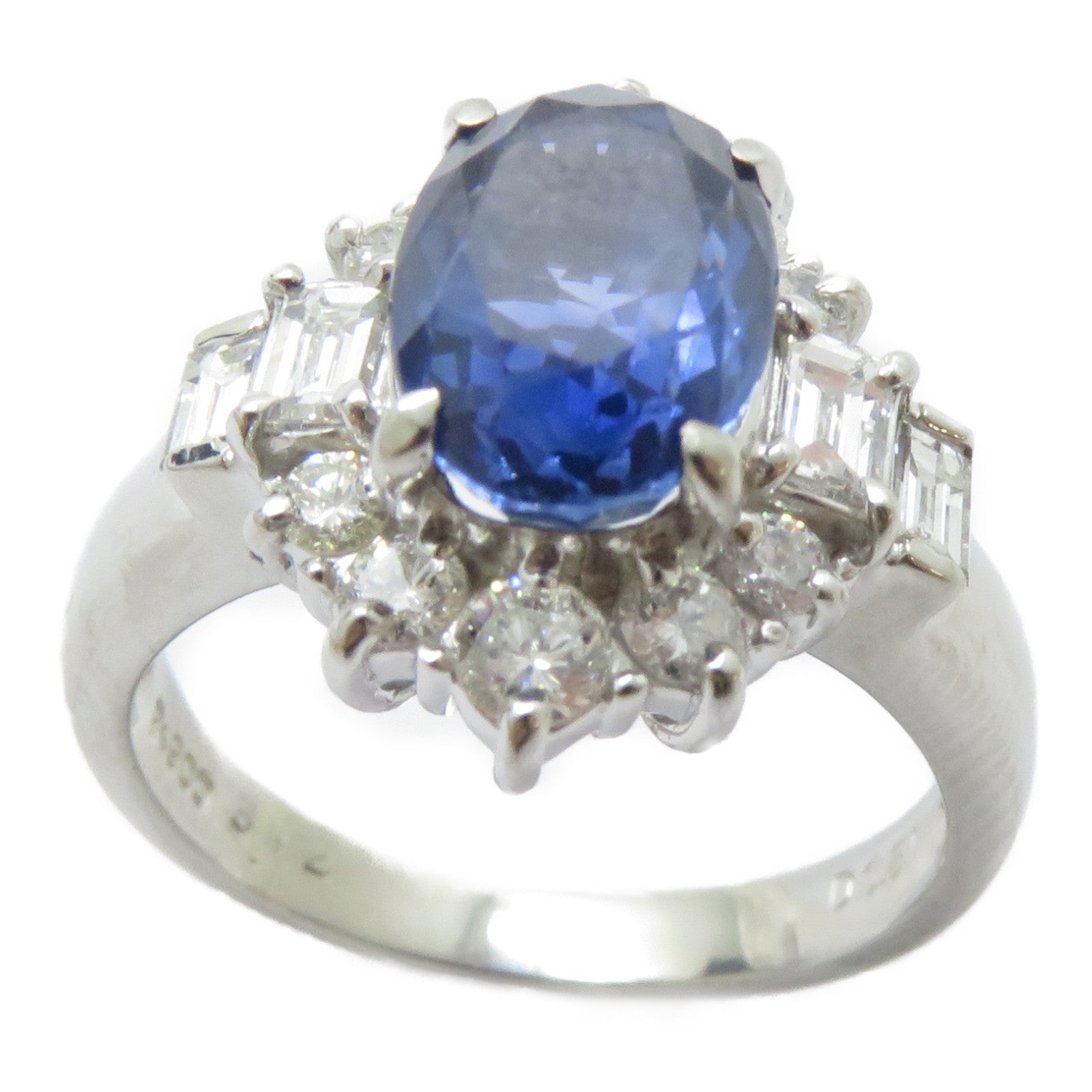 JEWELRY PT900鉑金Sapphire Ring 3.12ct藍寶石/0.81ct鑽石戒指US#6