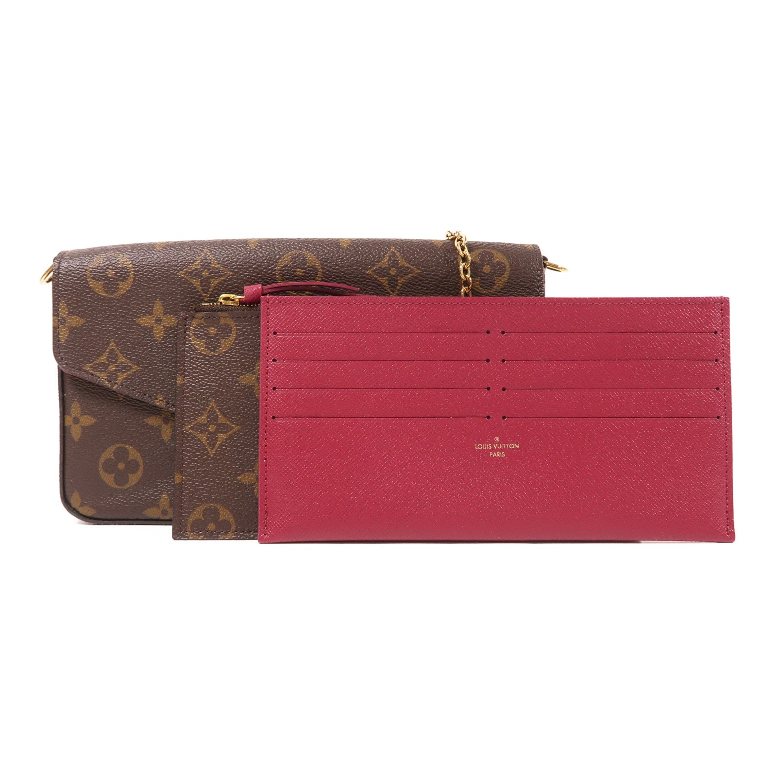 LOUIS VUITTON Monogram Pochette Felicie金扣鏈帶肩背袋棕色