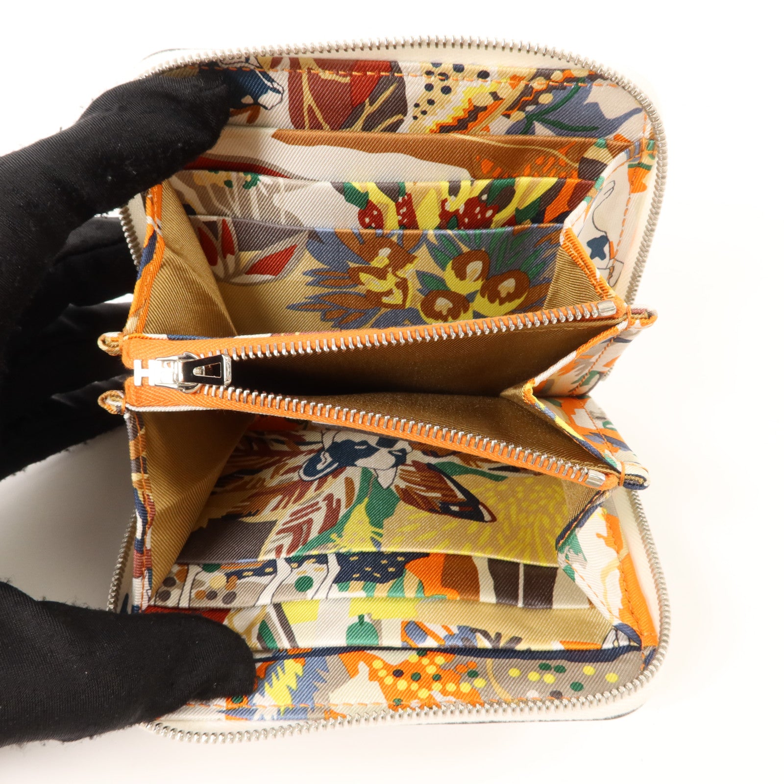 HERMES Evercolor皮革Silk In Compact Wallet錢包Blanc