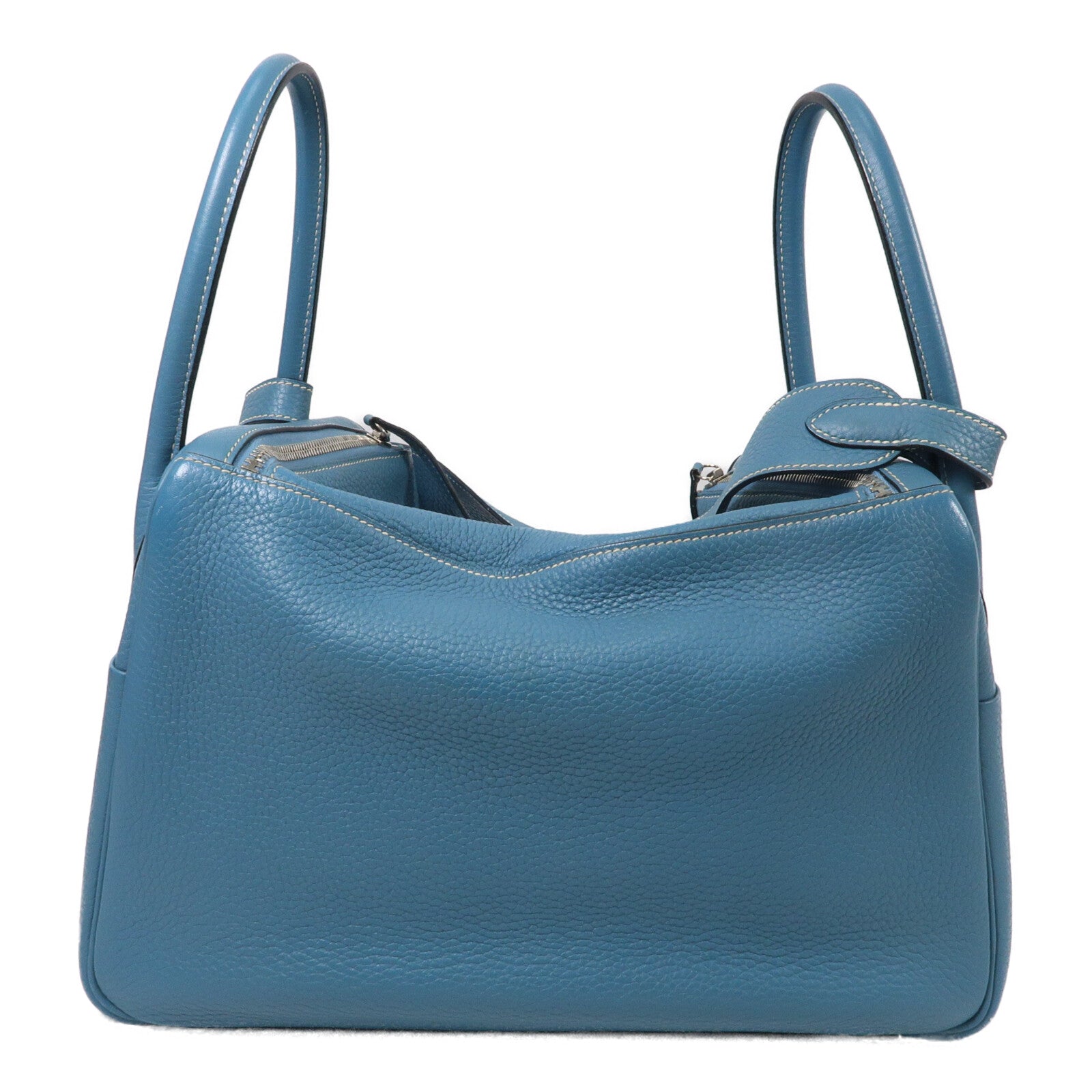 HERMES Clemence皮革Lindy 34手挽肩背兩用袋Bleu Jean