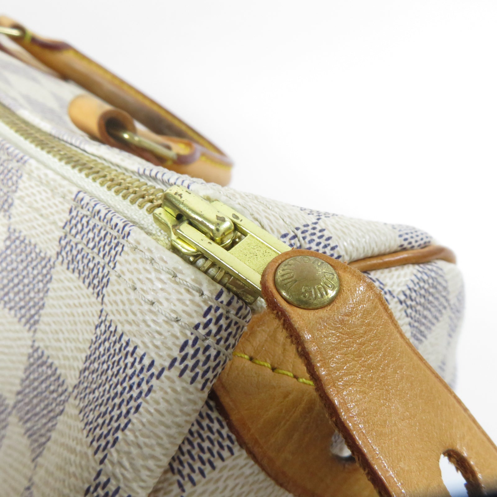 LOUIS VUITTON 【激減優惠】Damier Azur Speedy 30金扣手挽袋白色