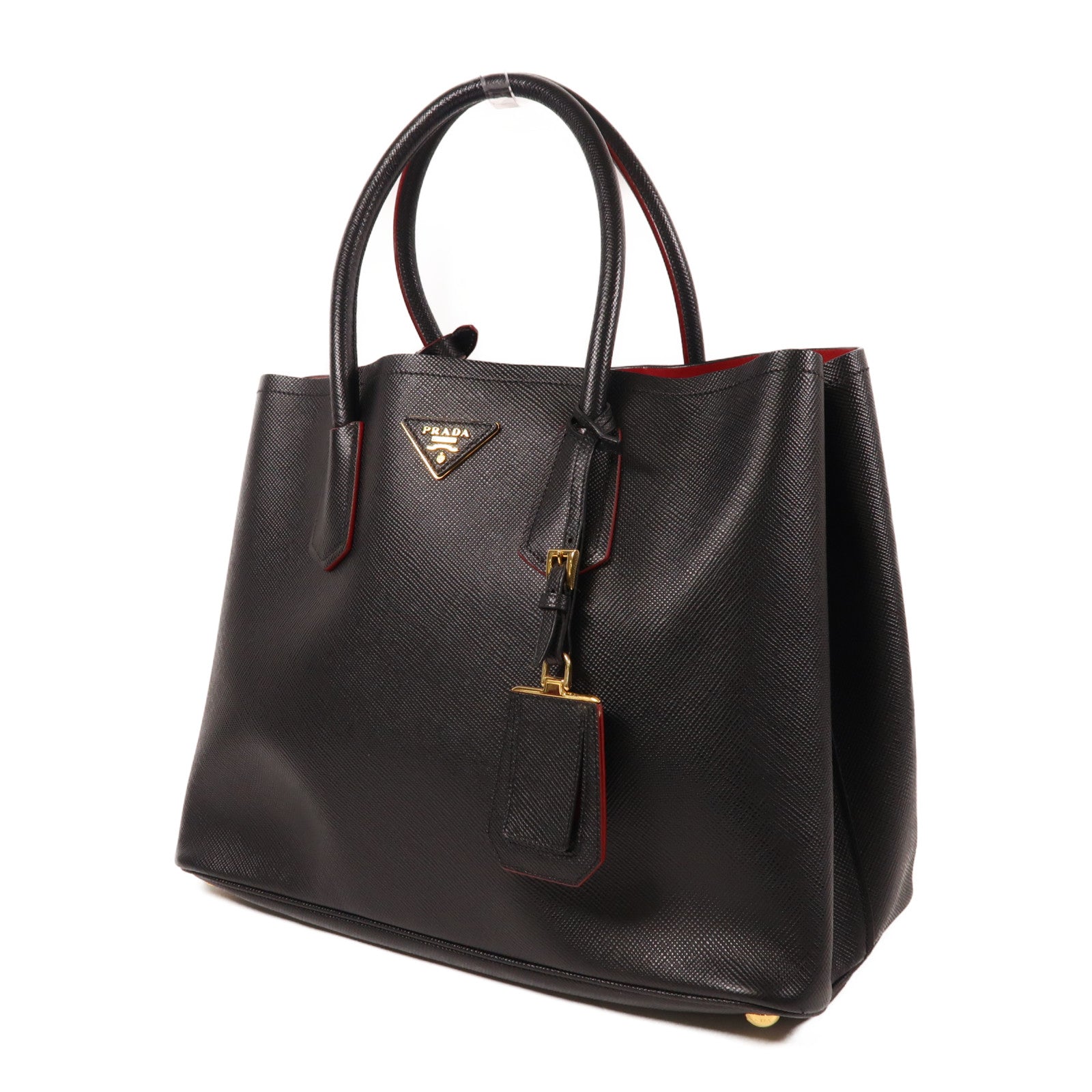 PRADA 牛皮皮革Hand Bag金扣手挽袋黑色