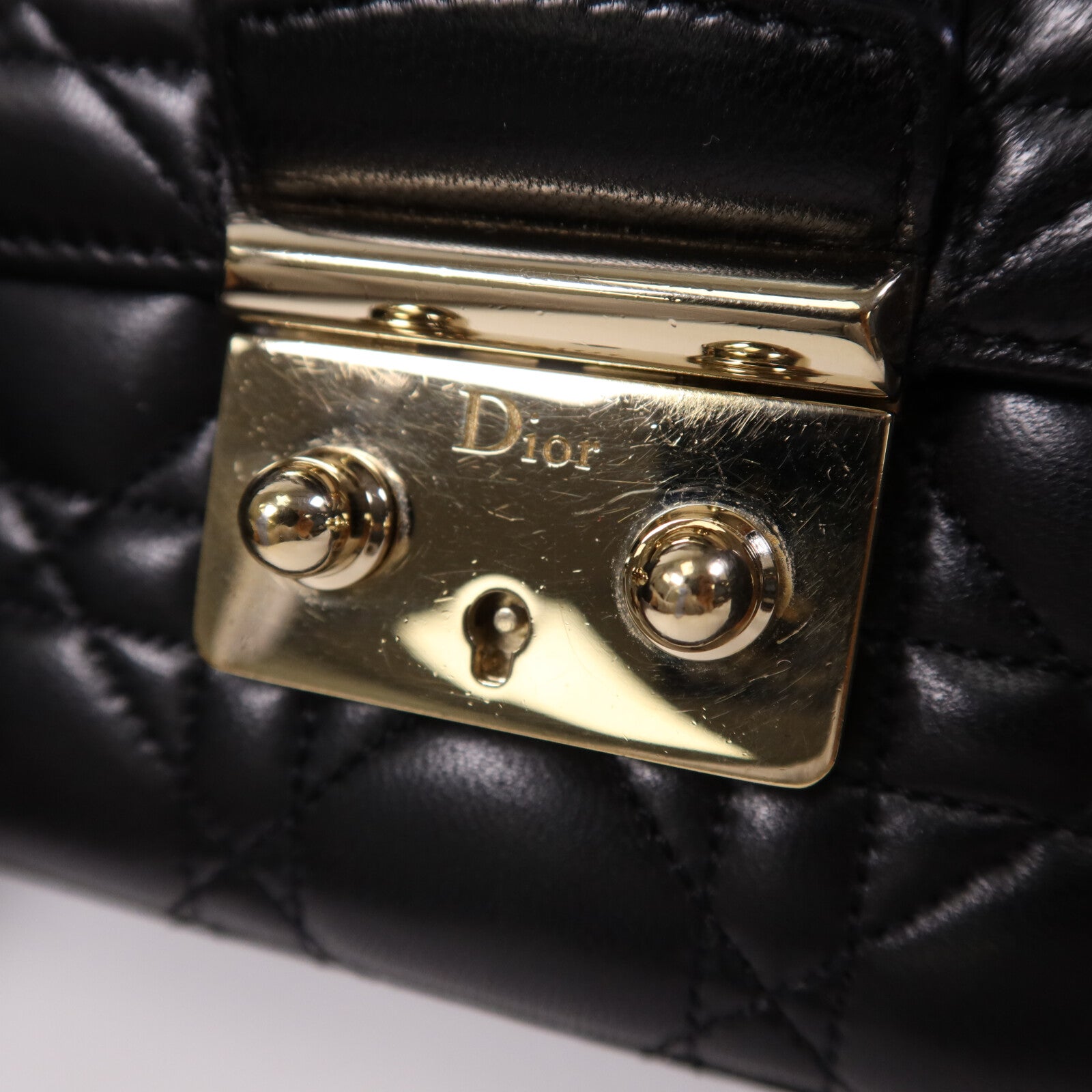 Dior 羊皮皮革Miss Dior金扣鏈帶肩背袋