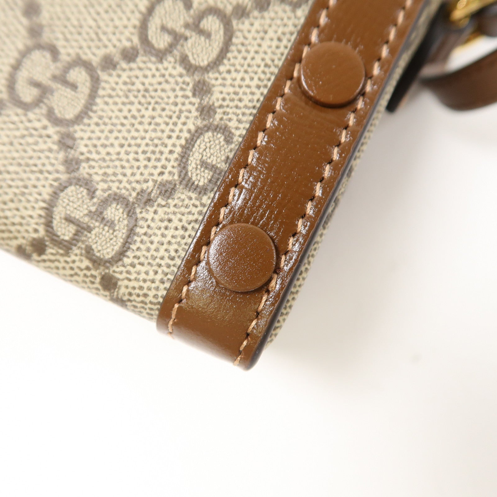 GUCCI 塗層帆布Horsebit 1955 Mini金扣肩背袋啡色