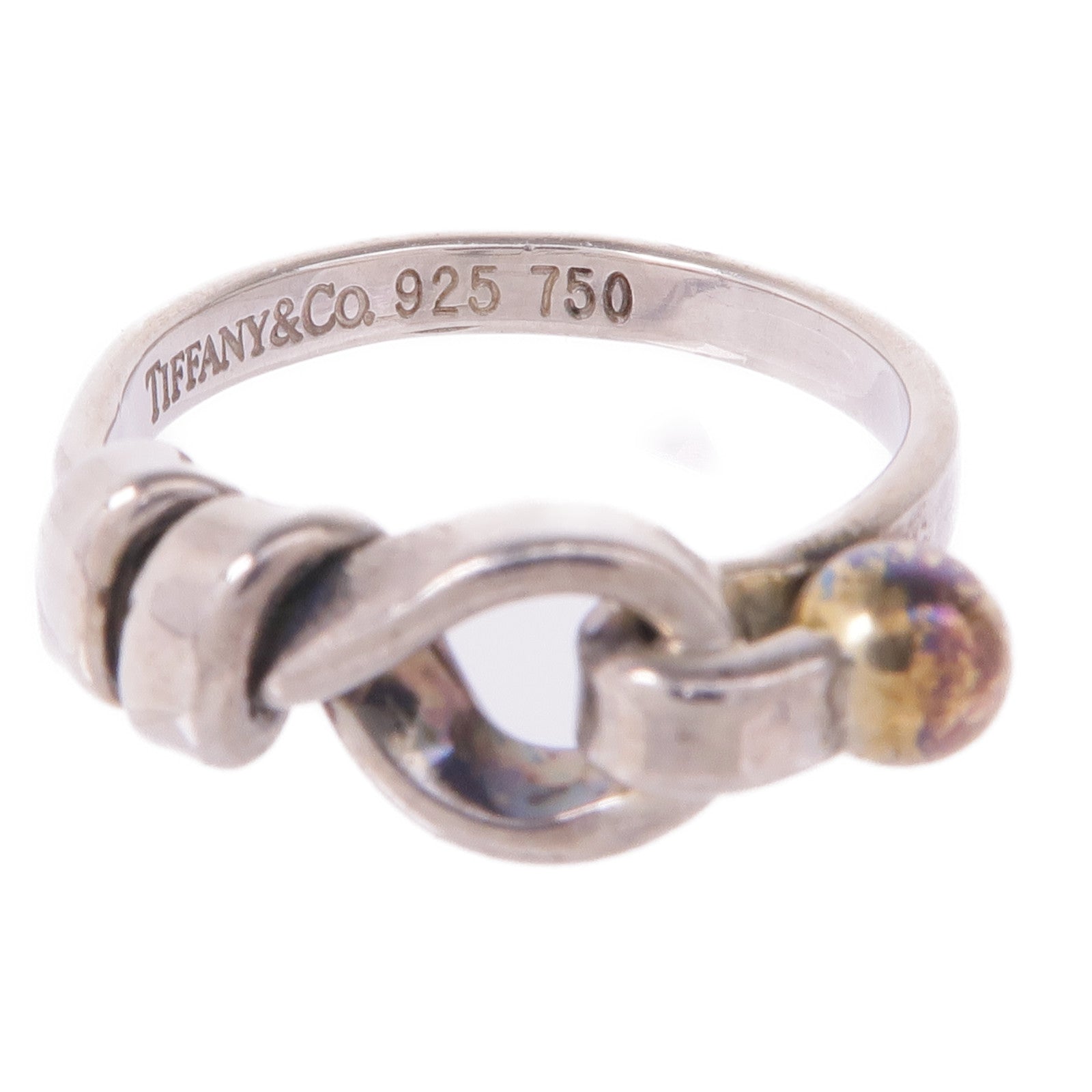 TIFFANY＆CO 18K黃金/925純銀Flatwire Love Knot Ring戒指US#4.75