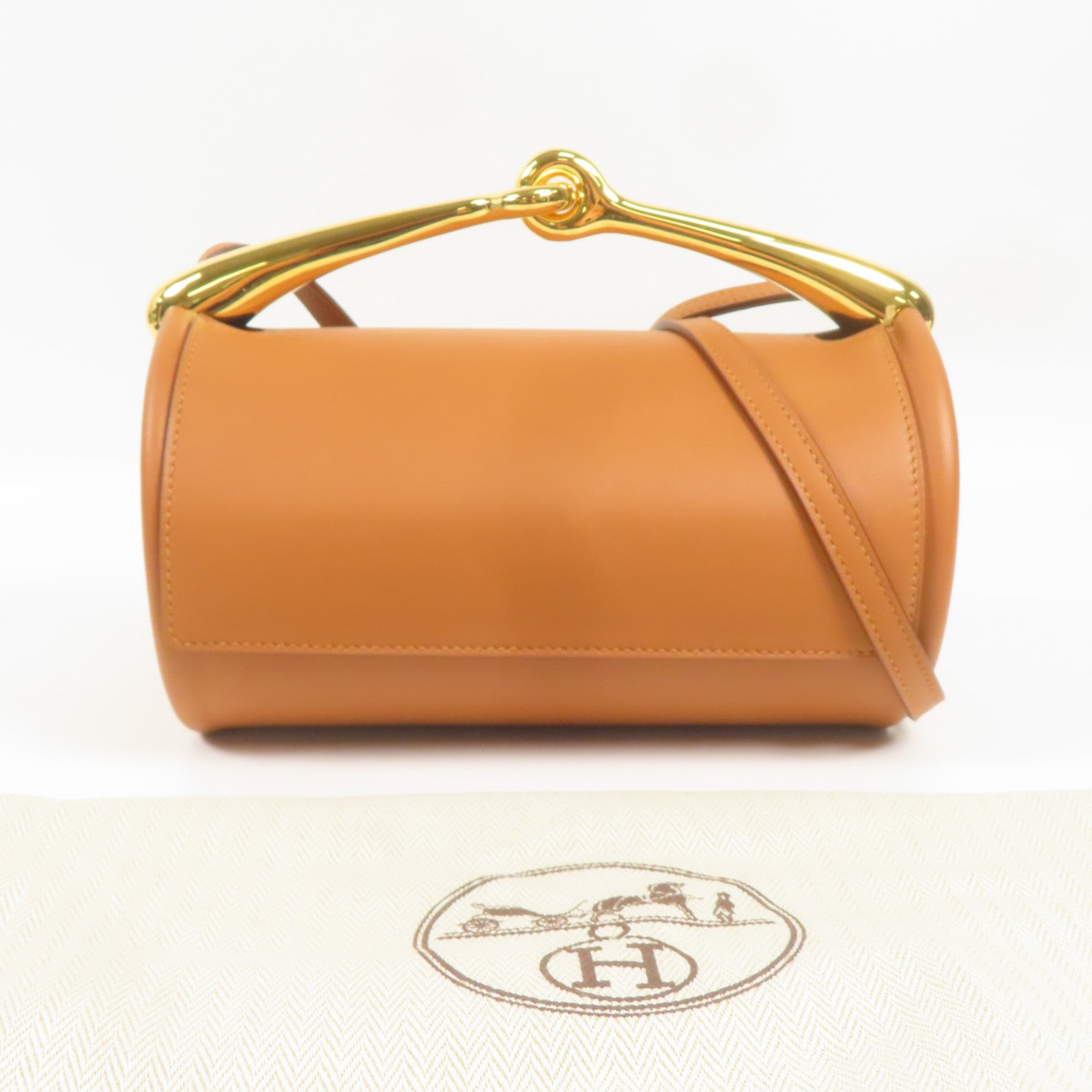 HERMES Swift皮革Maximors金扣肩背袋Gold