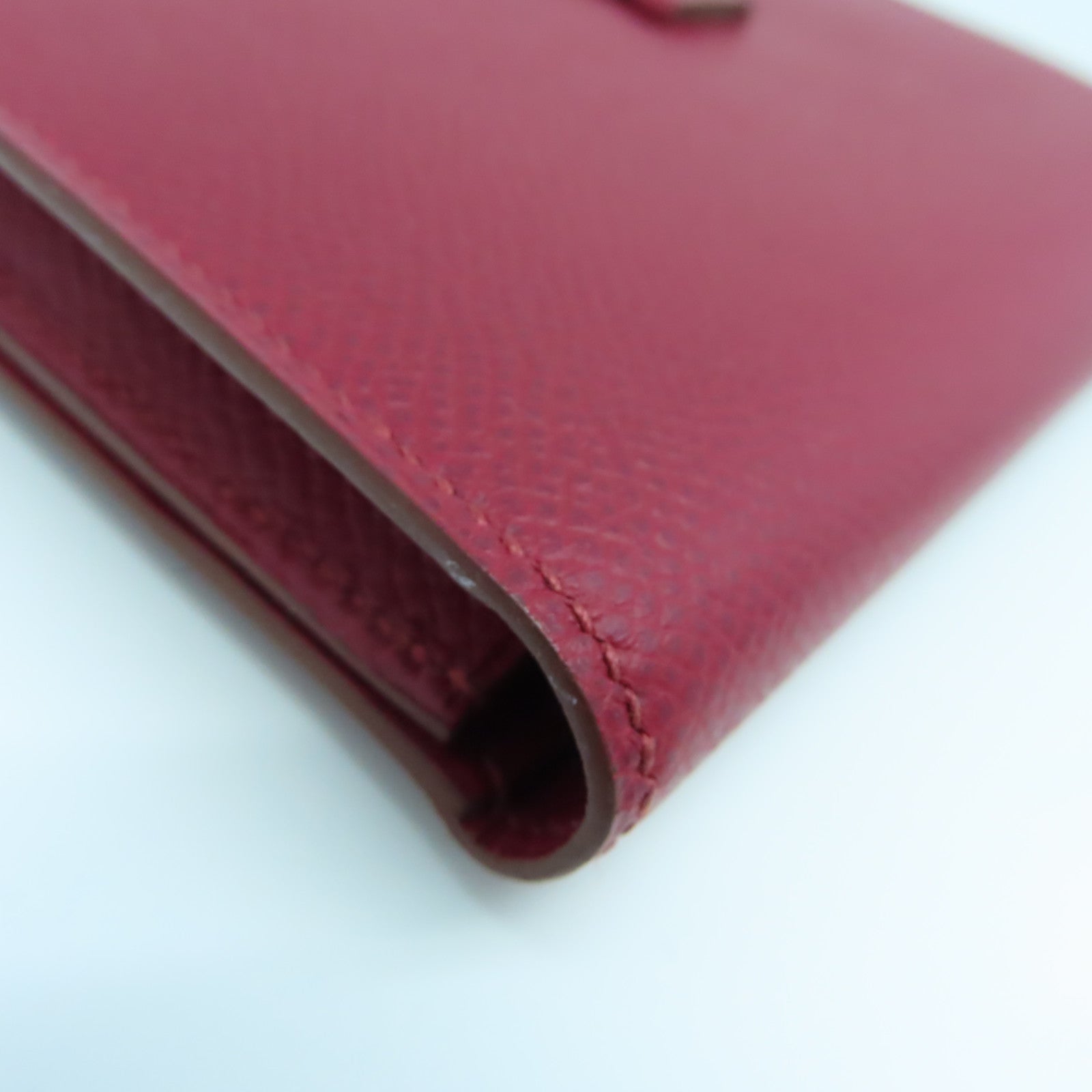 HERMES 【清倉大減價】Epsom皮革Bearn bi-fold銀扣長錢包Rouge紅色