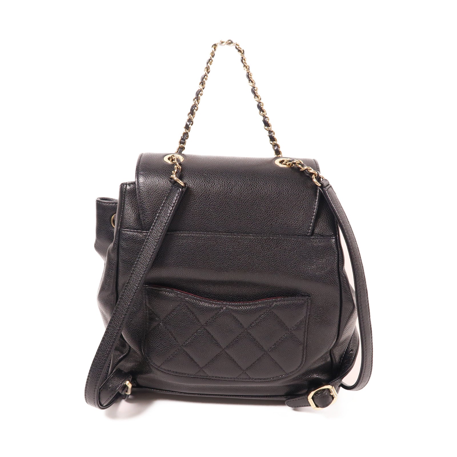 CHANEL 牛皮皮革Backpack金扣背包